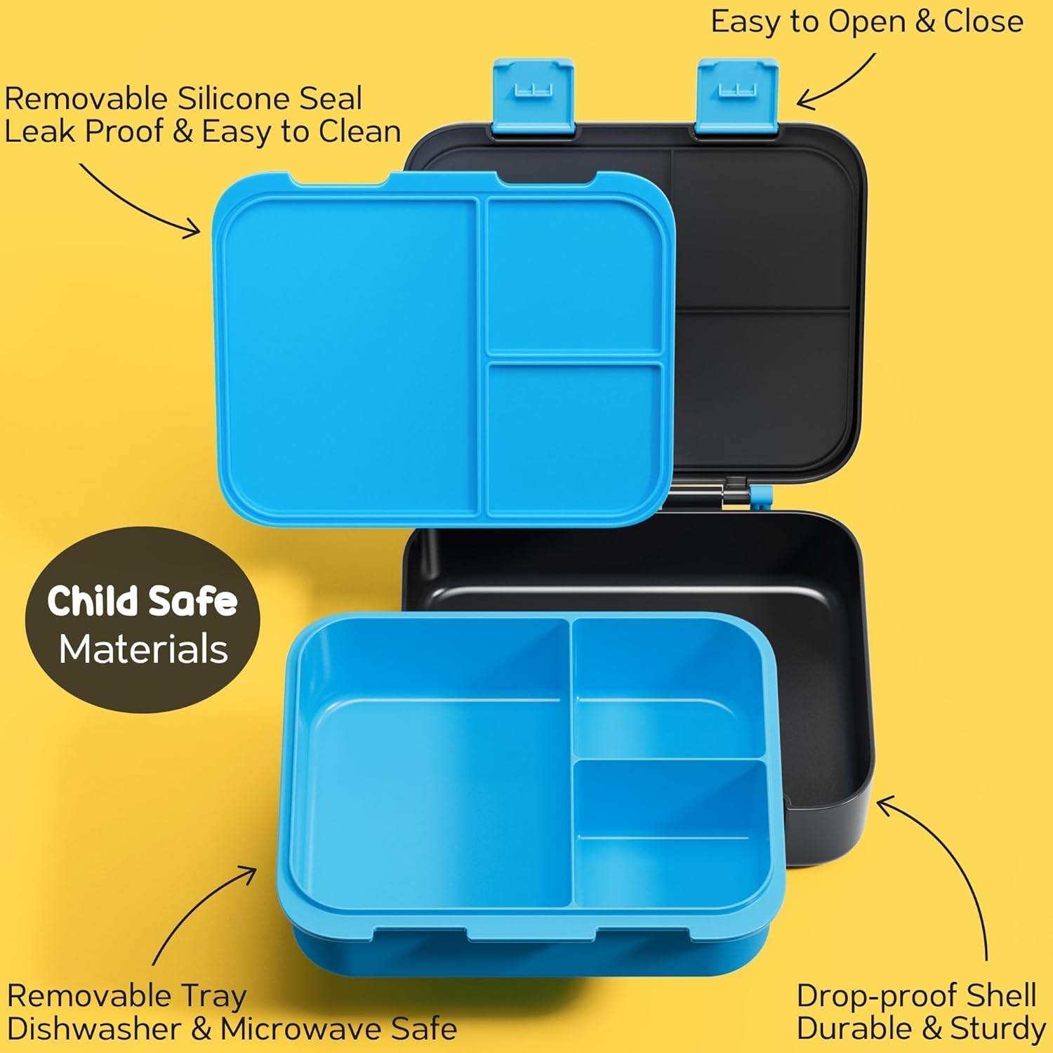 Fimibuke Kids Bento Lunch Box with 32oz Container, 12oz Leak-Proof Thermos & Insulated Bag, 3 Compartments