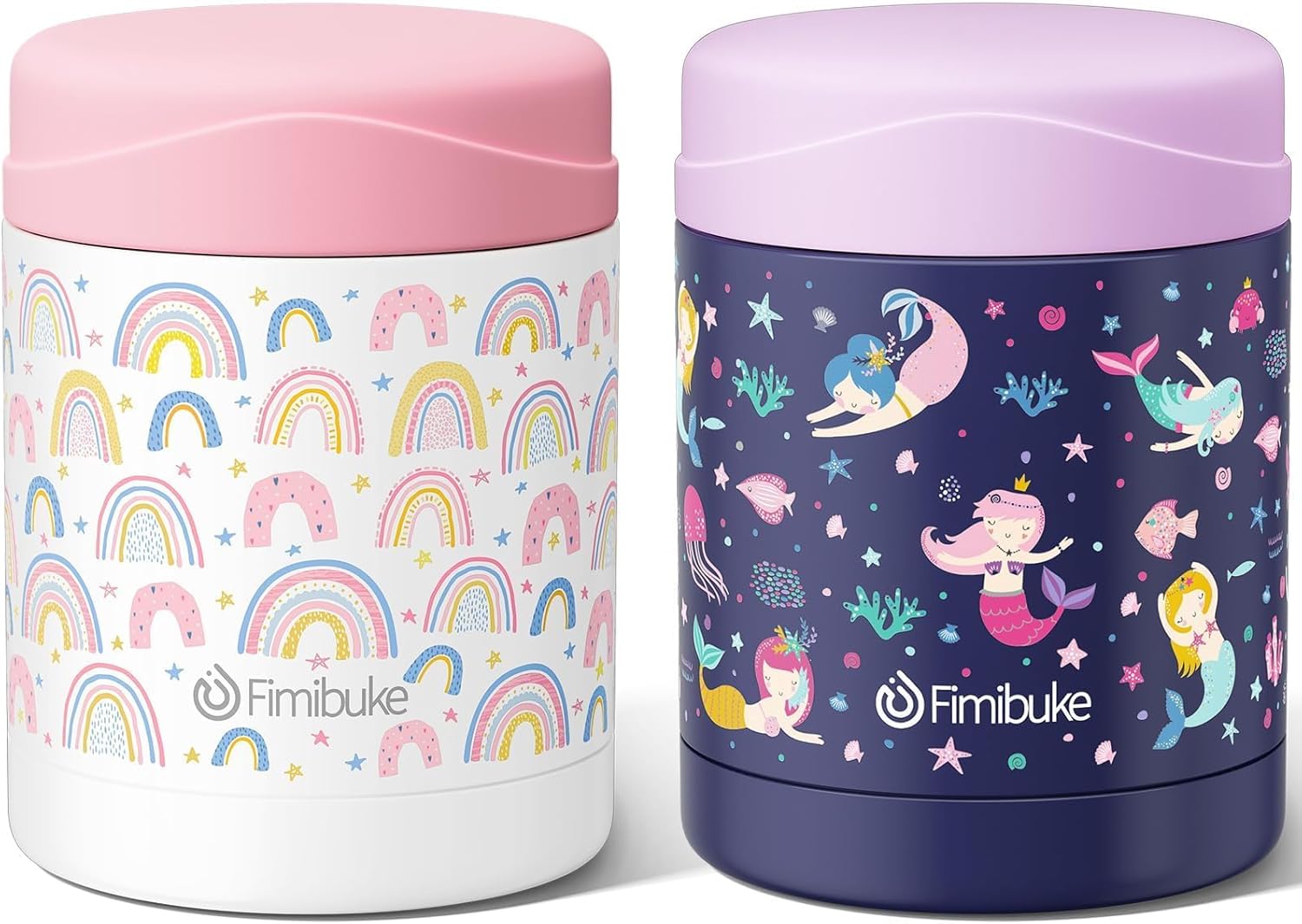 Fimibuke 12oz Insulated Kids Food Jar, Leak-Proof Stainless Steel Thermos for Hot/Cold Meals