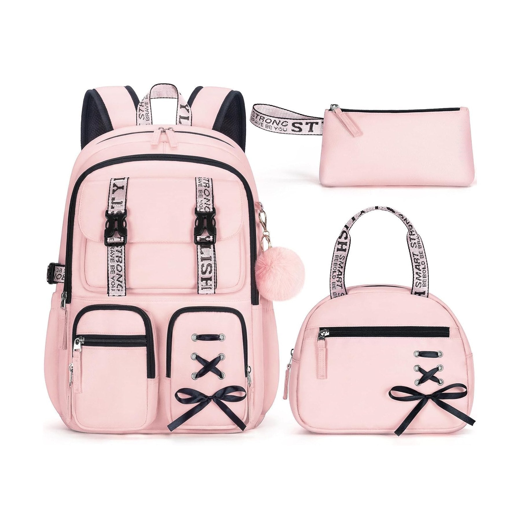 Fimibuke Girls Classic 3-Piece Backpack Set with Lunch Box
