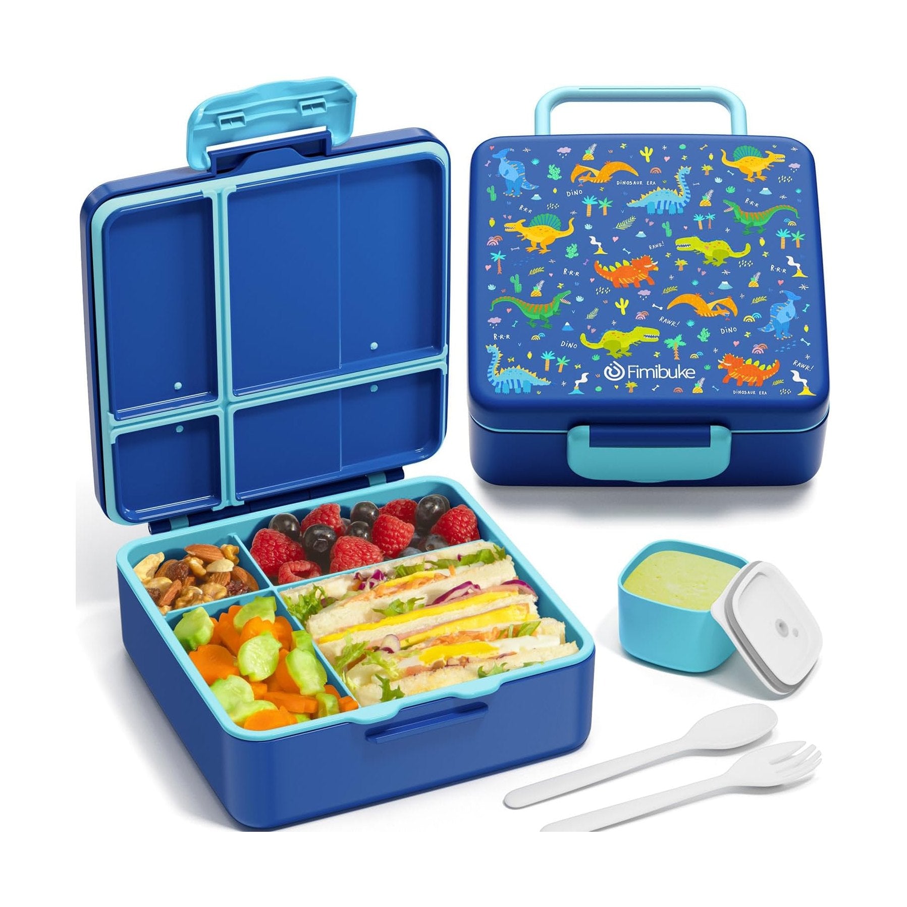 Fimibuke 41oz Kids Bento Lunch Box with 4 Compartments - Groovy Rainbow