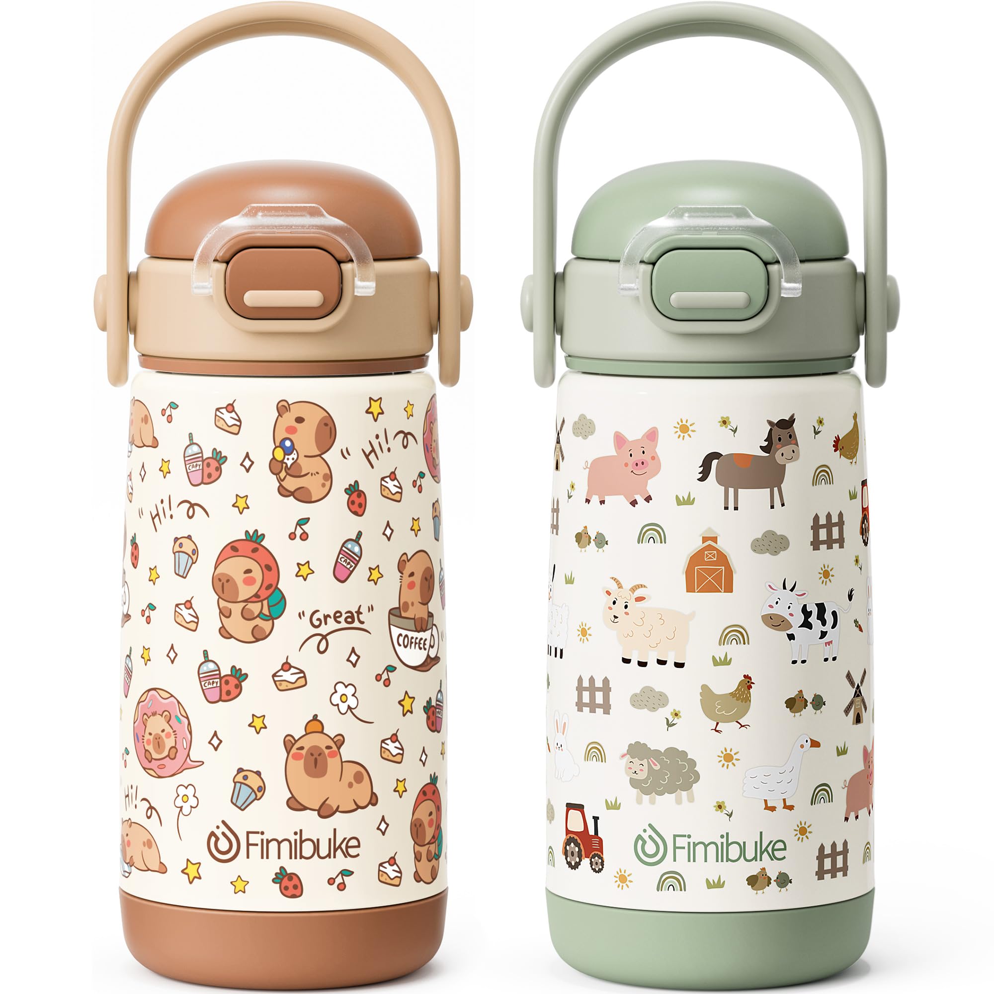 Fimibuke 14oz Insulated Stainless Steel Kids Water Bottle