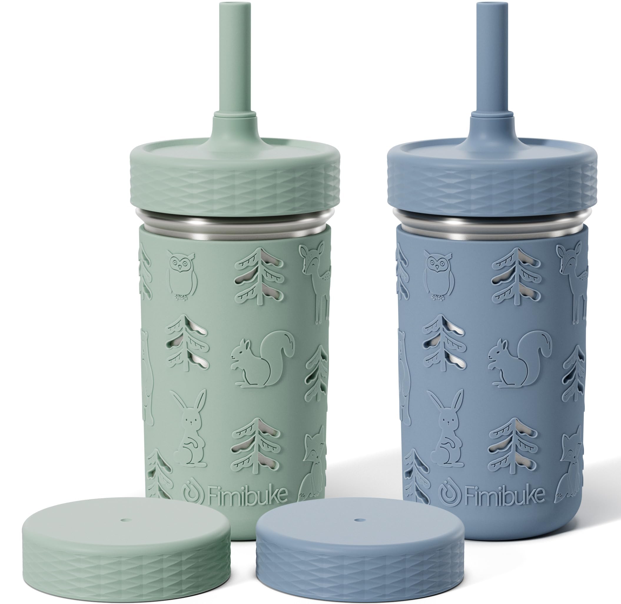 Fimibuke 3-in-1 Stainless Steel Sippy Cup with Straw & Snack Lid
