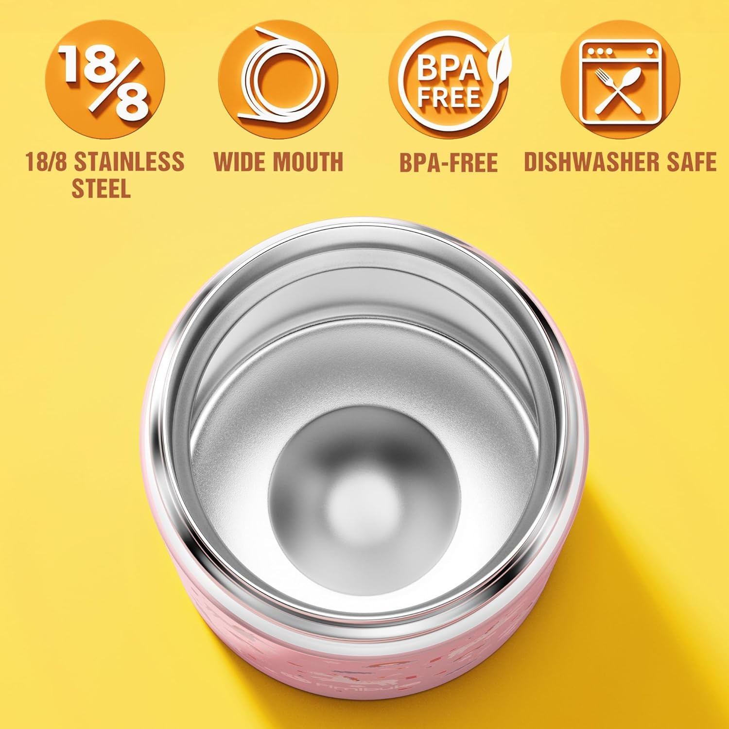 Fimibuke 12oz Insulated Kids Food Jar, Leak-Proof Stainless Steel Thermos for Hot/Cold Meals