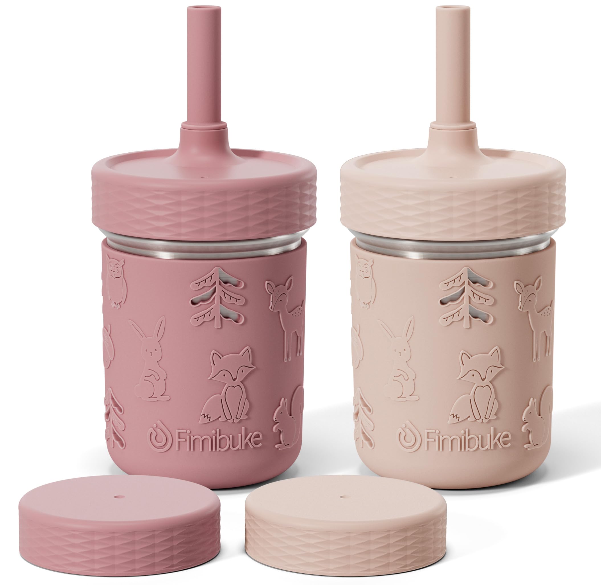 Fimibuke 3-in-1 Stainless Steel Sippy Cup with Straw & Snack Lid