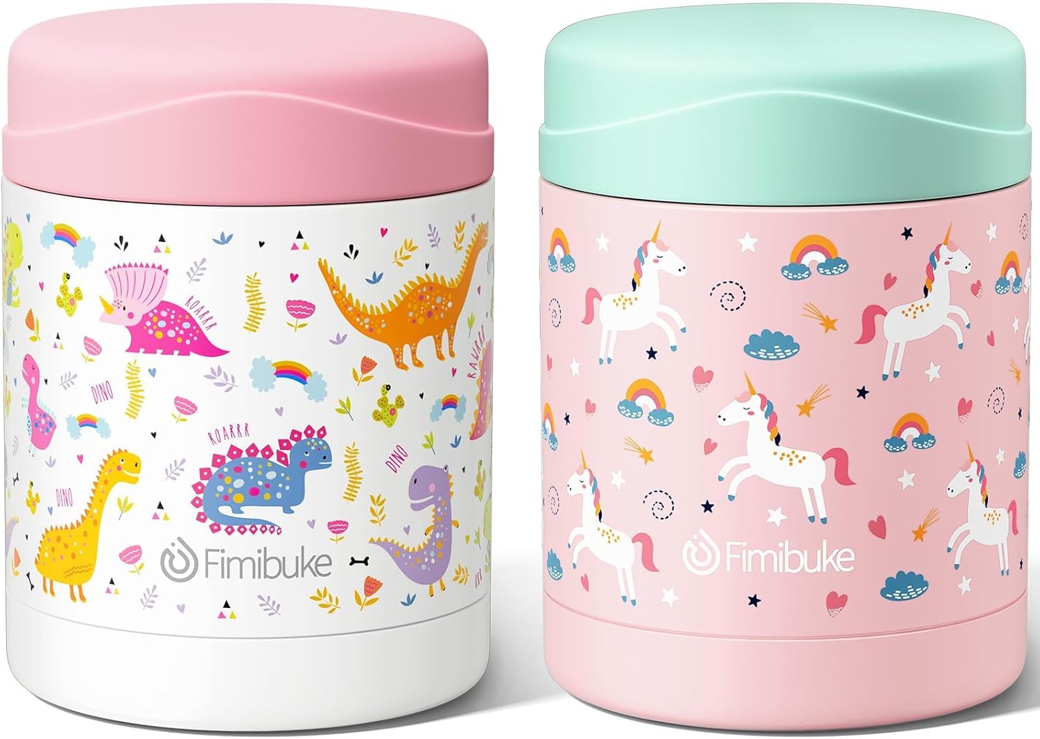 Fimibuke 12oz Insulated Kids Food Jar, Leak-Proof Stainless Steel Thermos for Hot/Cold Meals