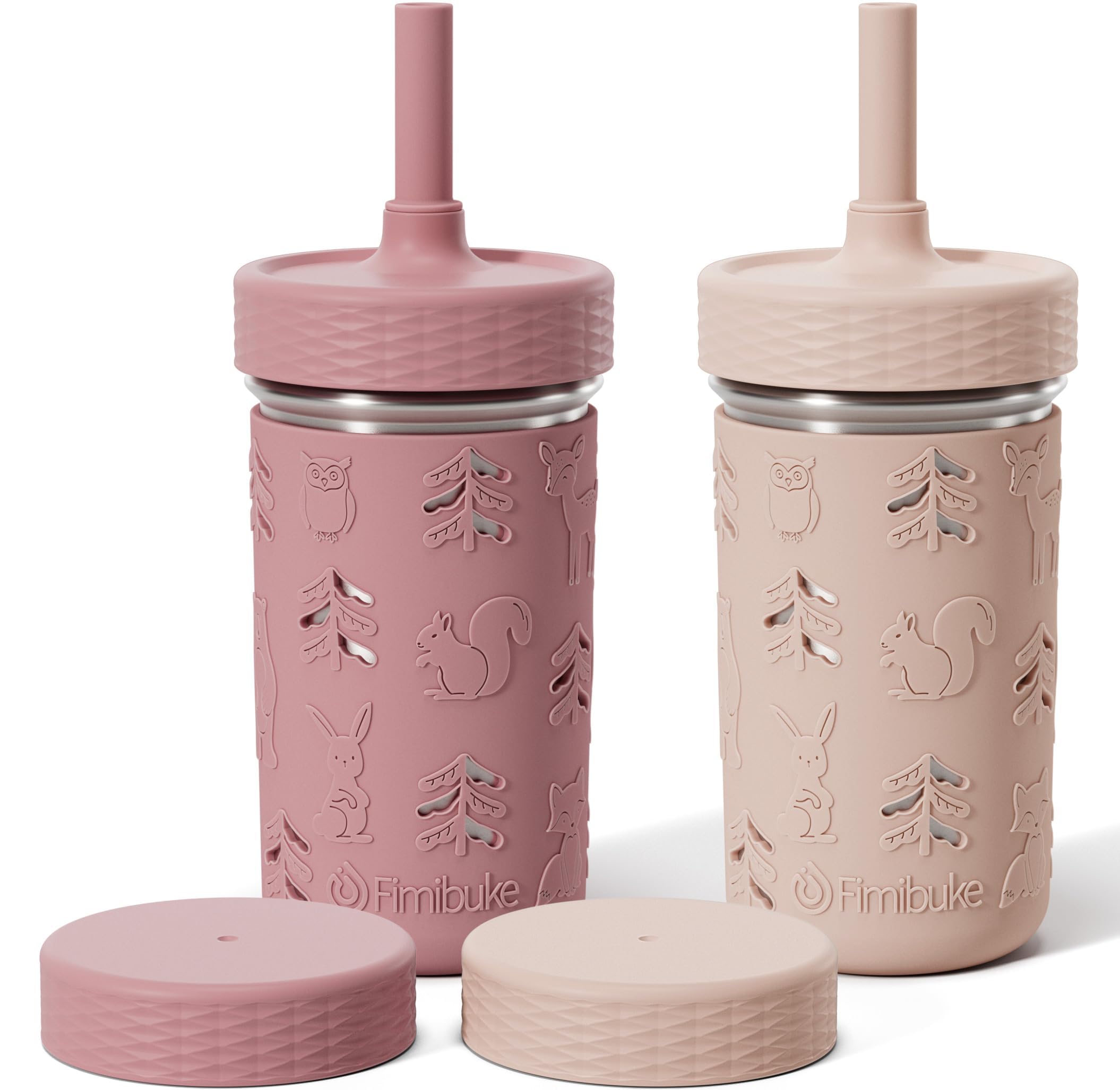 Fimibuke 3-in-1 Stainless Steel Sippy Cup with Straw & Snack Lid