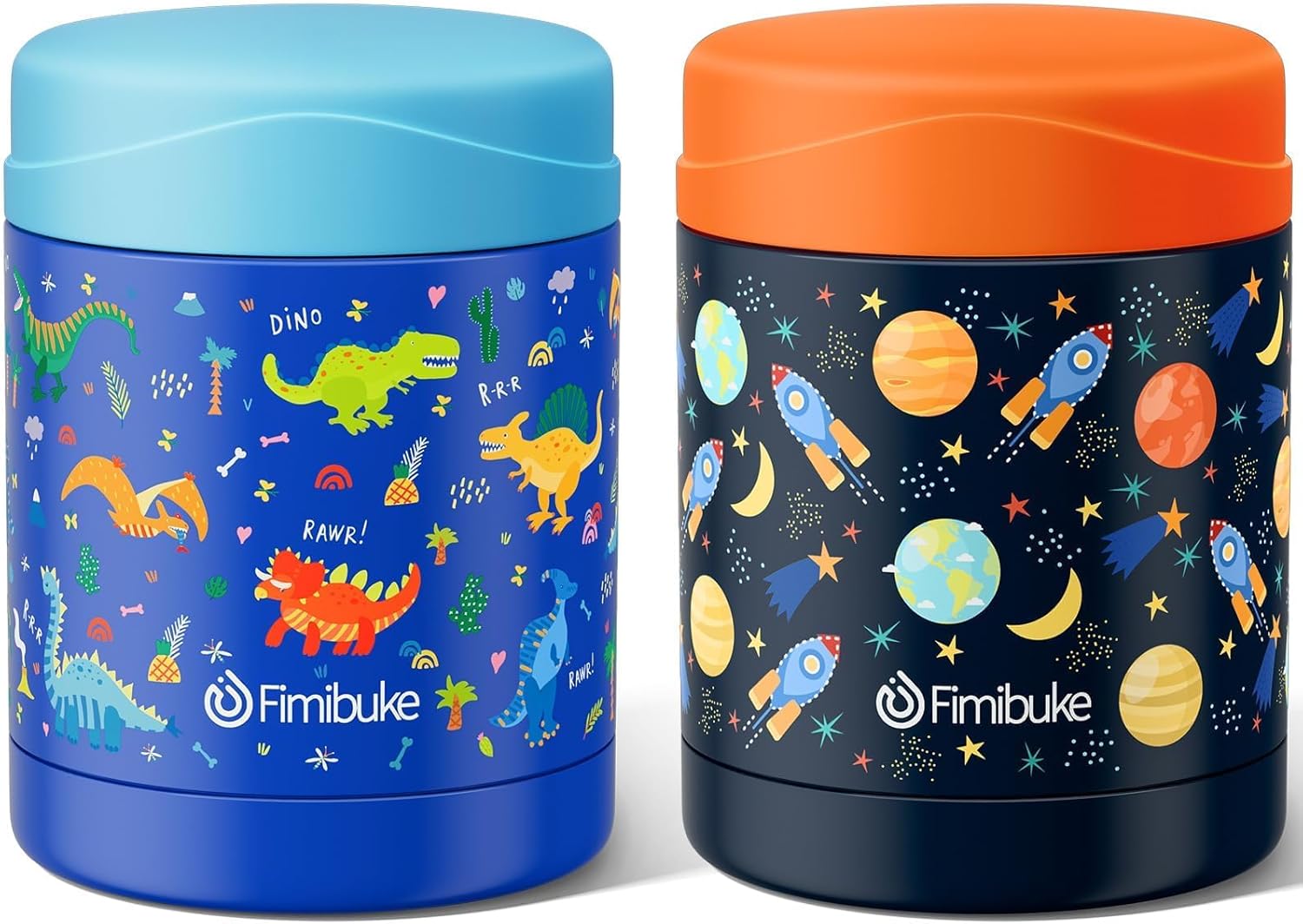 Fimibuke 12oz Insulated Kids Food Jar, Leak-Proof Stainless Steel Thermos for Hot/Cold Meals