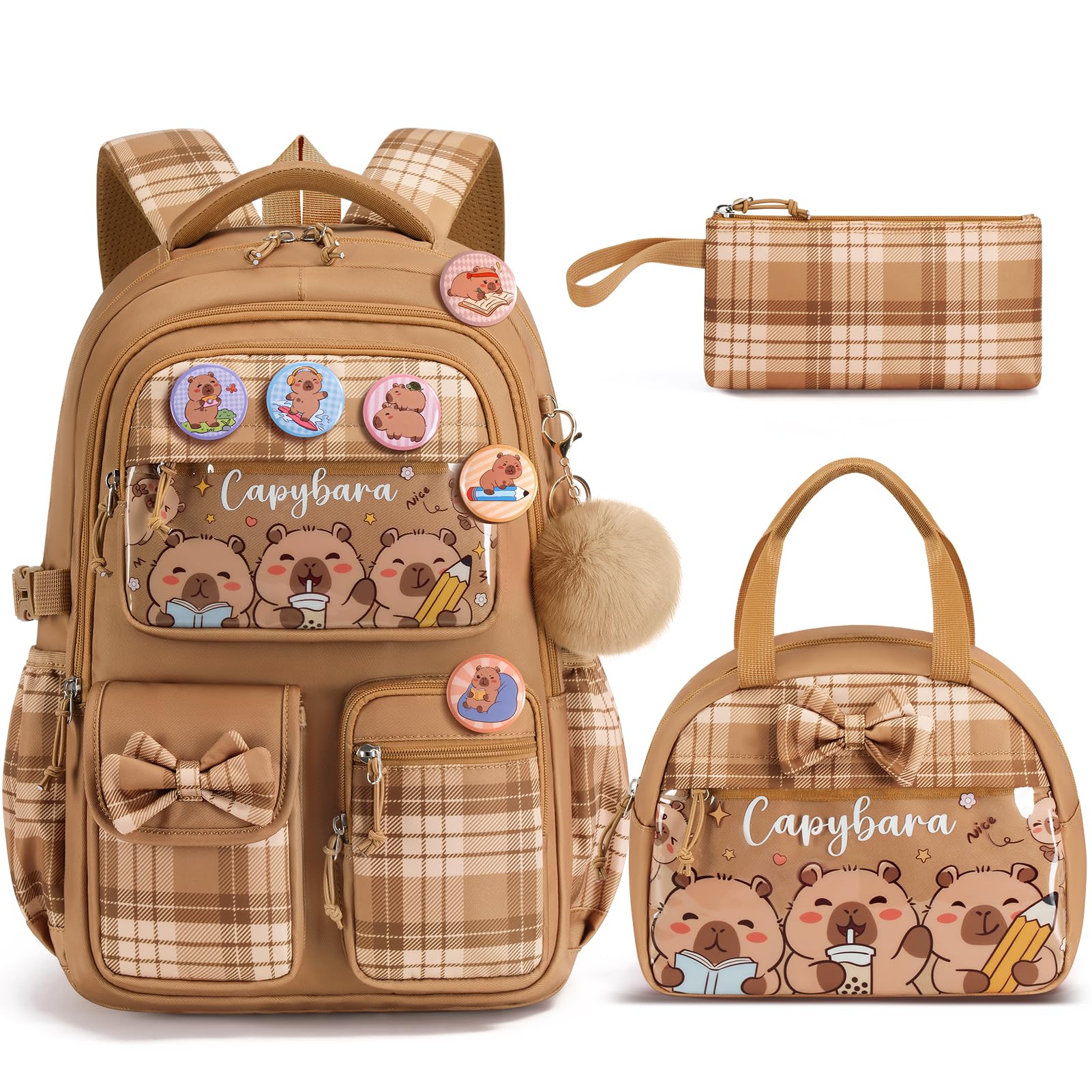 Fimibuke Girls 9-Piece Backpack Set with Lunch Bag & Pencil Case