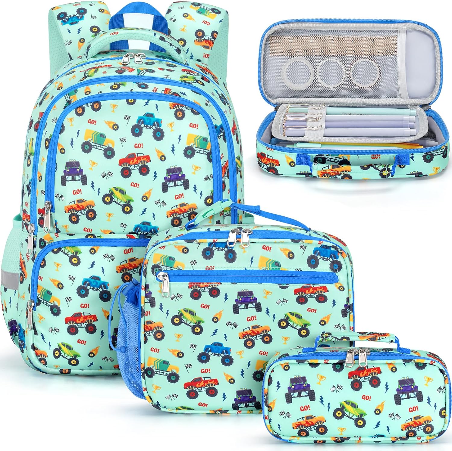 Fimibuke Kids 3PCS Waterproof Backpack Set with Lunch Box & Pencil Case (Ages 3-12)