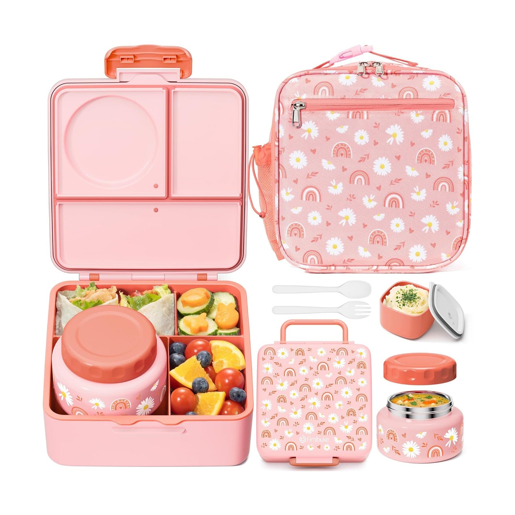 Fimibuke 60oz Bento Lunch Set with 8oz Thermos & Insulated Bag