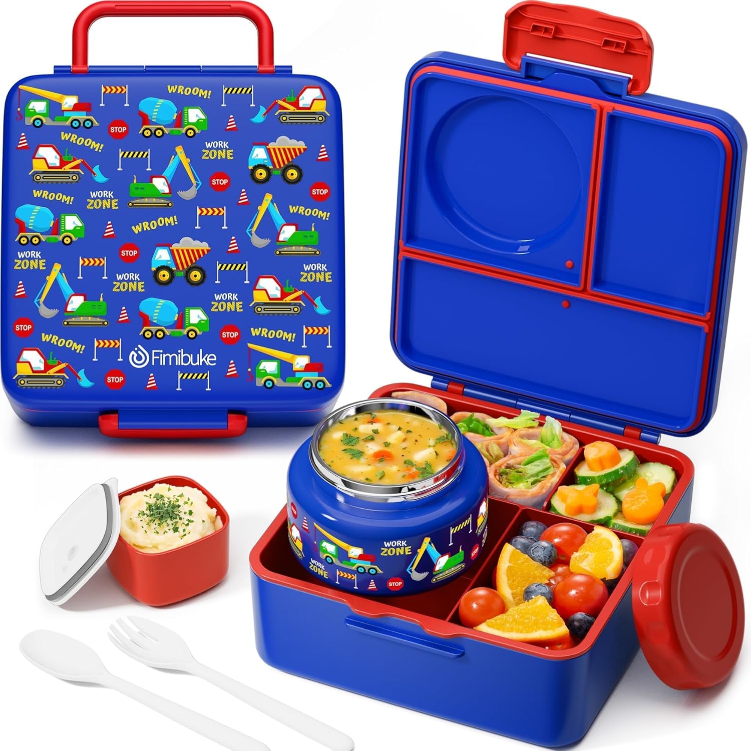 Fimibuke 60oz Bento Box with 8oz Thermos, Leak-Proof Lunch Container for Kids & Adults