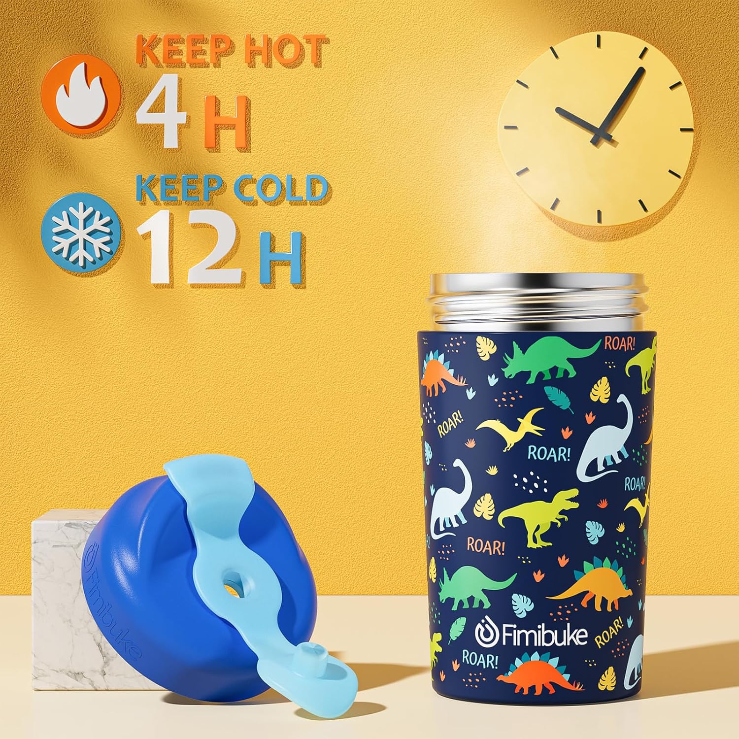 Fimibuke Kids & Toddler 10oz Spill-Proof Stainless Steel Cups with Straw