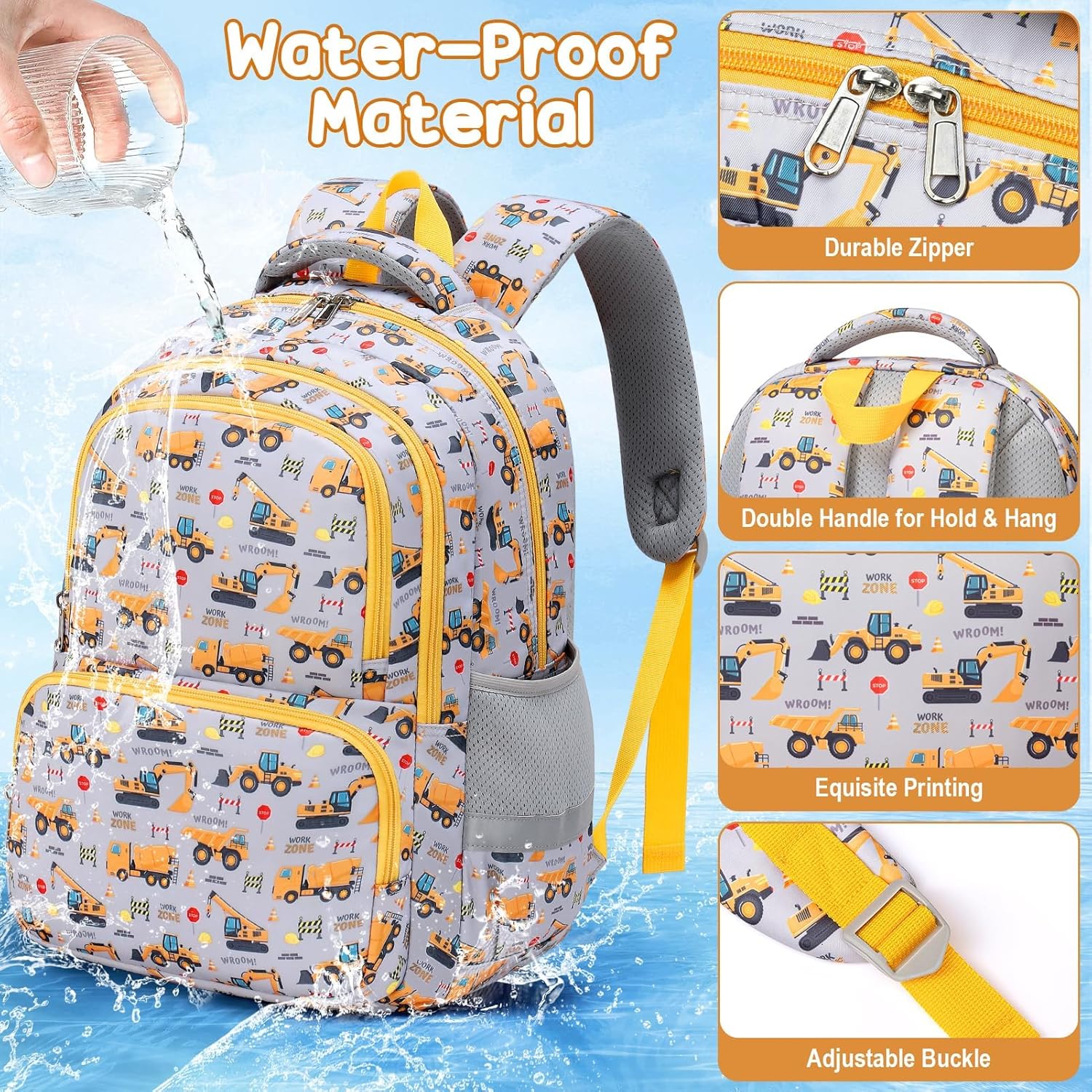 Fimibuke Kids 3-Piece Water-Resistant Backpack Set, Ages 3-12 - green Dinosaur