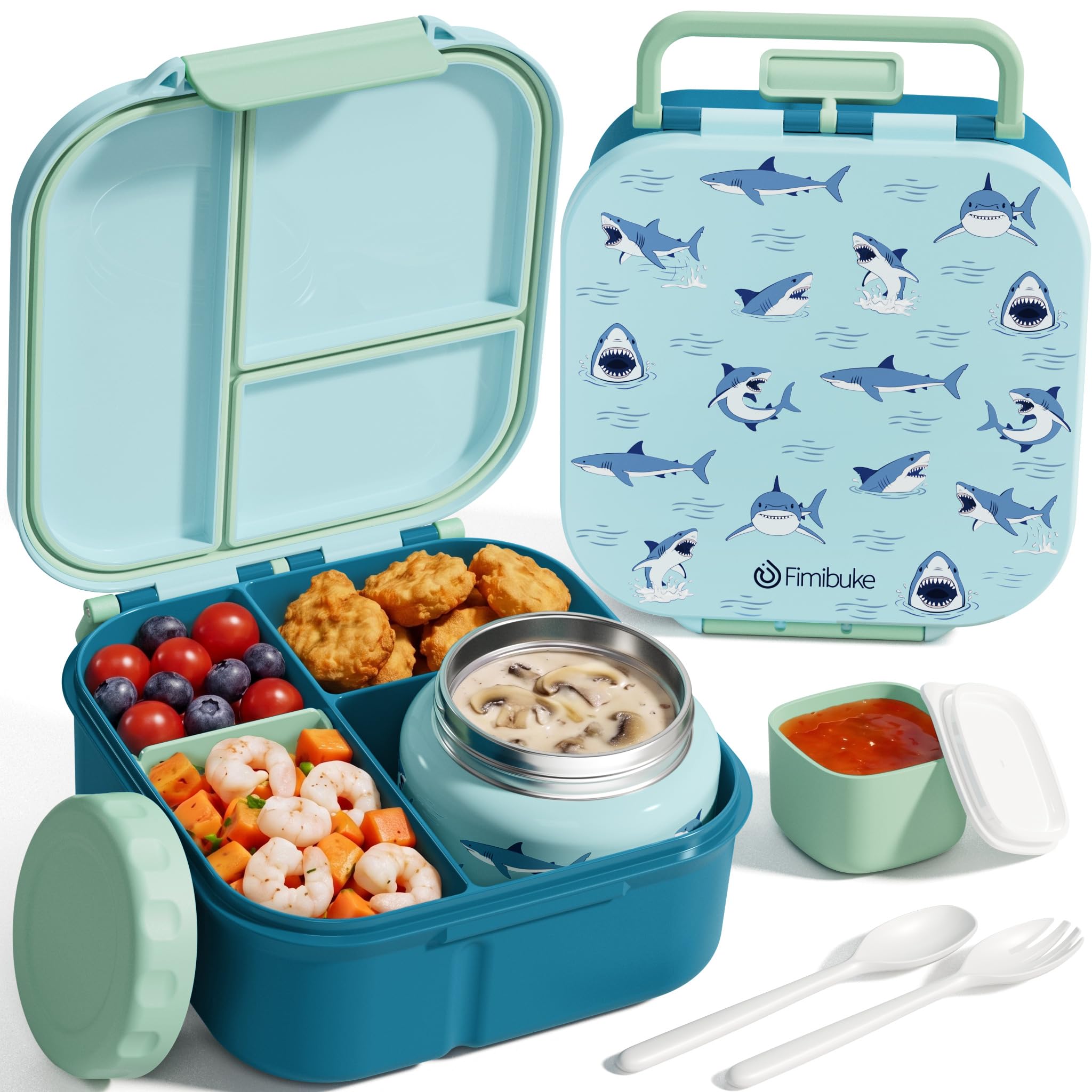 Fimibuke 60oz Bento Lunch Box Set with 8.5oz Insulated Food Jar