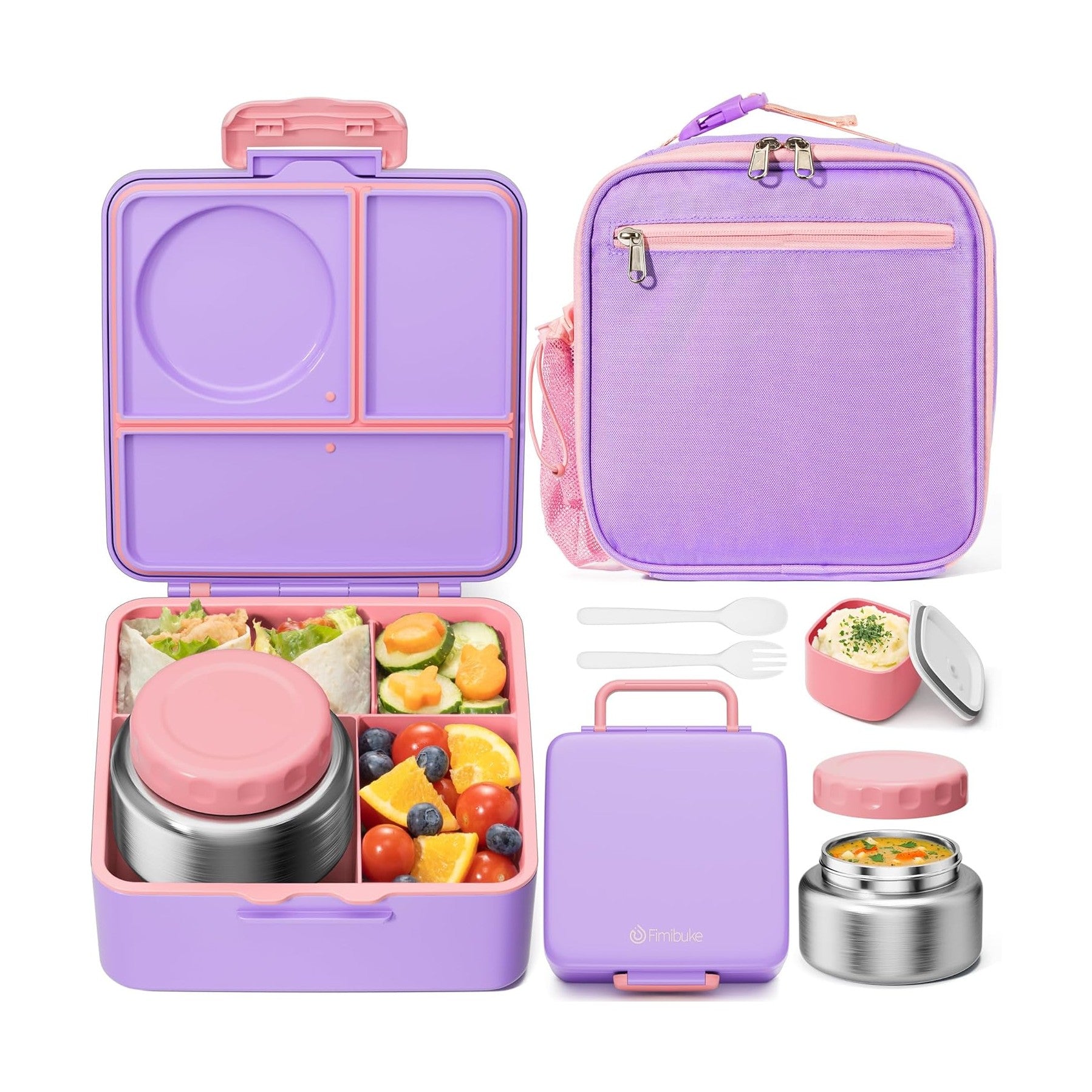 Fimibuke 60oz Bento Lunch Set with 8oz Thermos & Insulated Bag