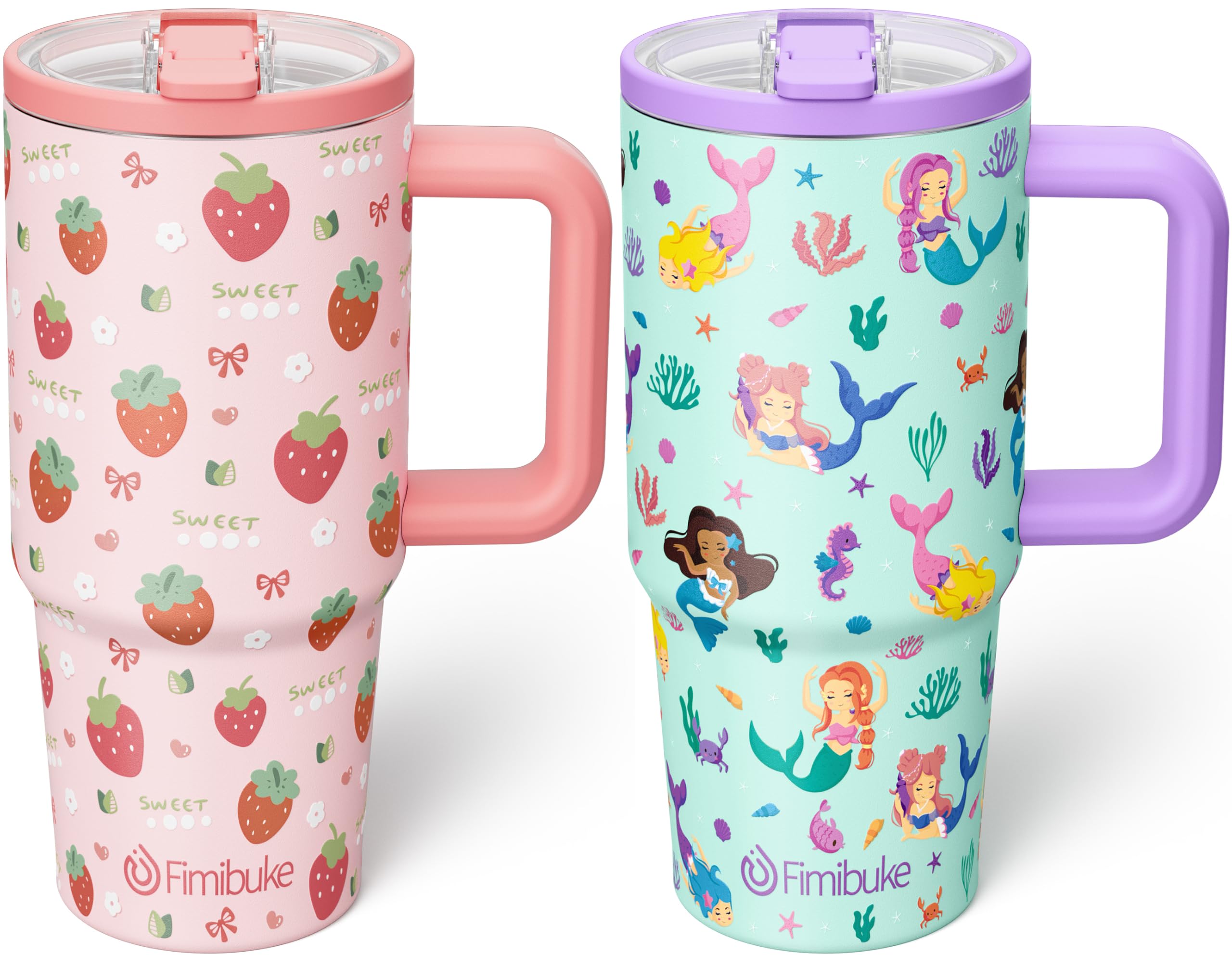 Fimibuke 20oz Insulated Stainless Steel Kids Tumbler with Straw