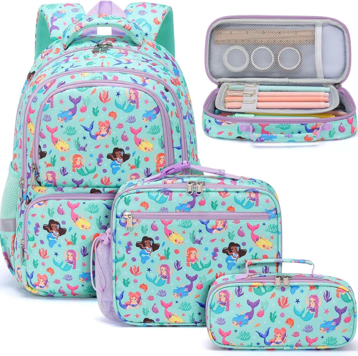 Fimibuke Kids 3PCS Waterproof Backpack Set with Lunch Box & Pencil Case (Ages 3-12)