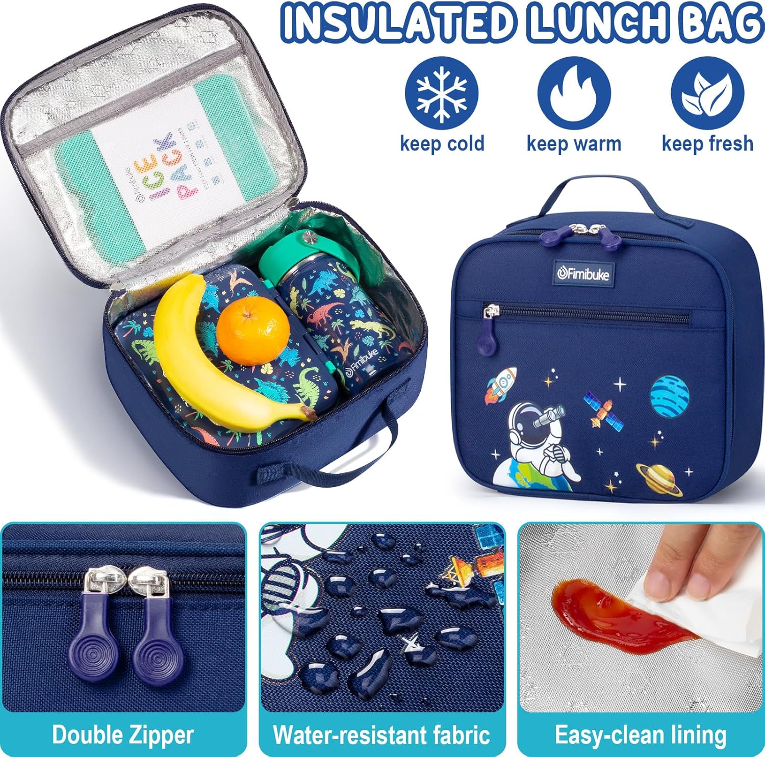 Fimibuke Boys 3PCS Waterproof Backpack Set with Lunch Box & Pencil Pouch
