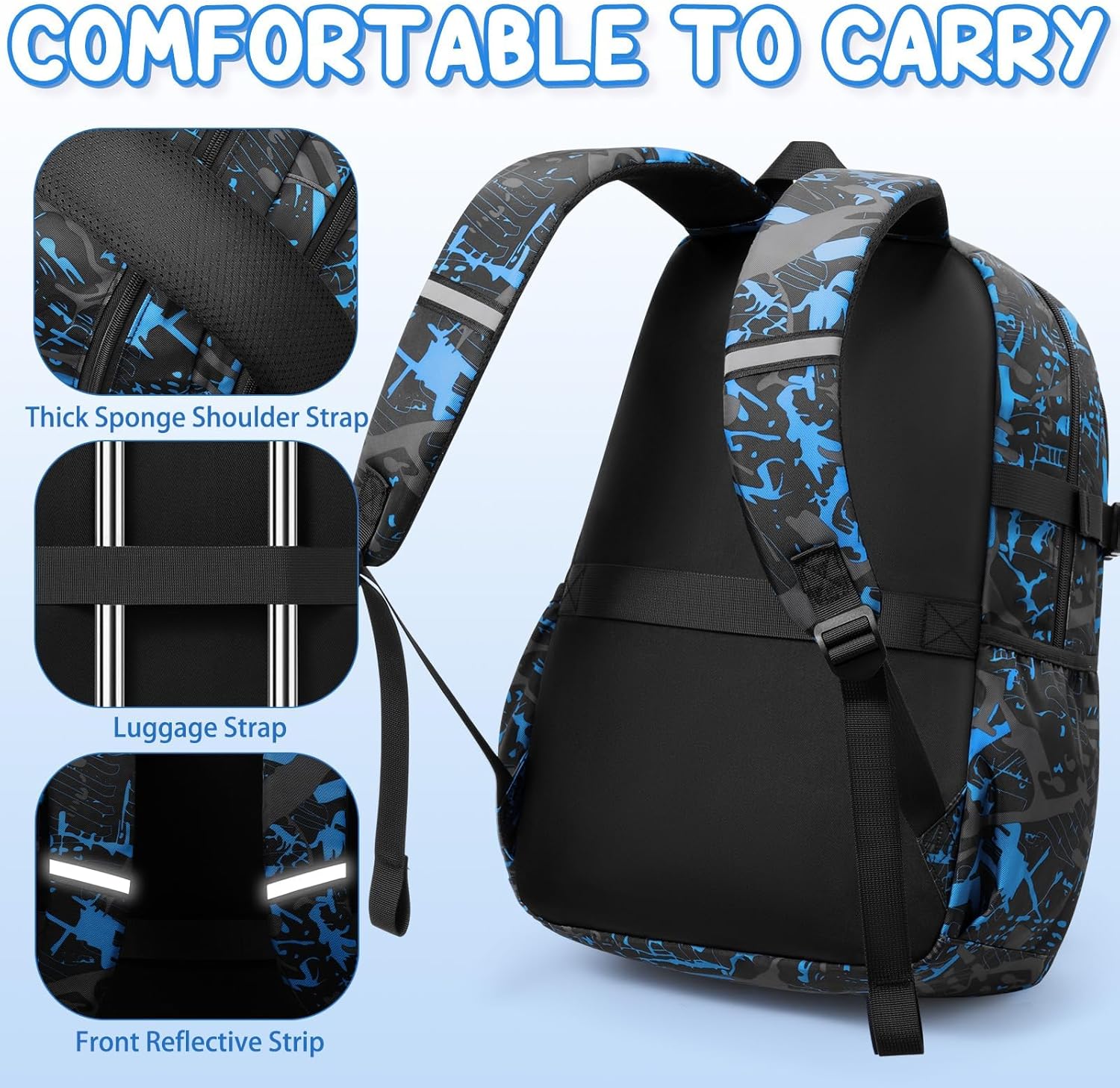Fimibuke Boys 3PCS Glow-in-the-Dark Backpack Set with Lunch Box & Pencil Pouch