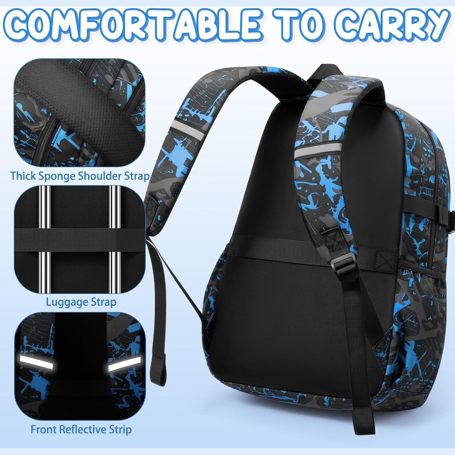 Fimibuke Boys Glow-in-the-Dark 3-Piece Backpack Set