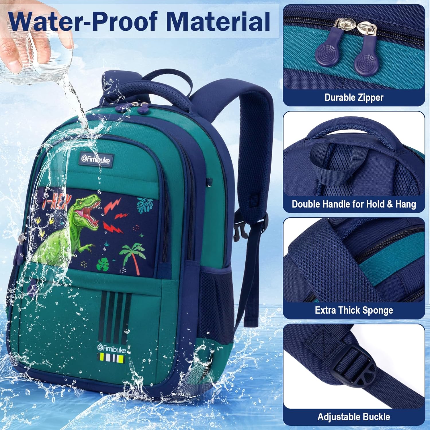 Fimibuke Boys 3PCS Waterproof Backpack Set with Lunch Box & Pencil Pouch