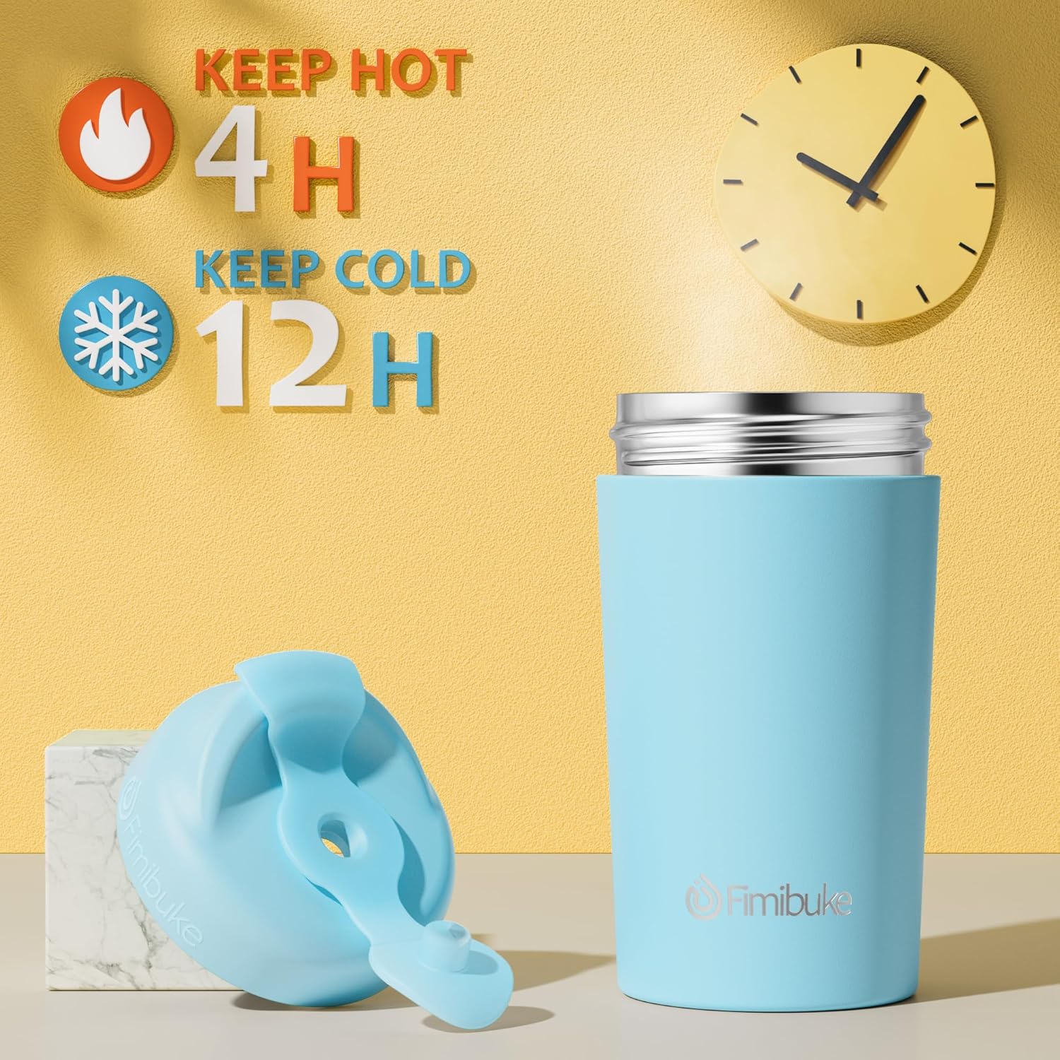 Fimibuke Kids & Toddler 10oz Spill-Proof Stainless Steel Cups with Straw
