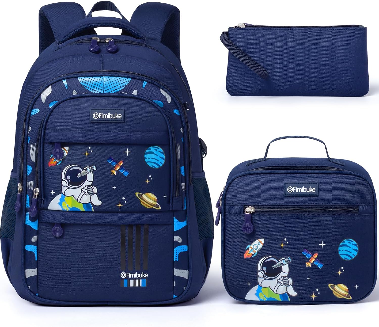 Fimibuke Boys 3PCS Waterproof Backpack Set with Lunch Box & Pencil Pouch