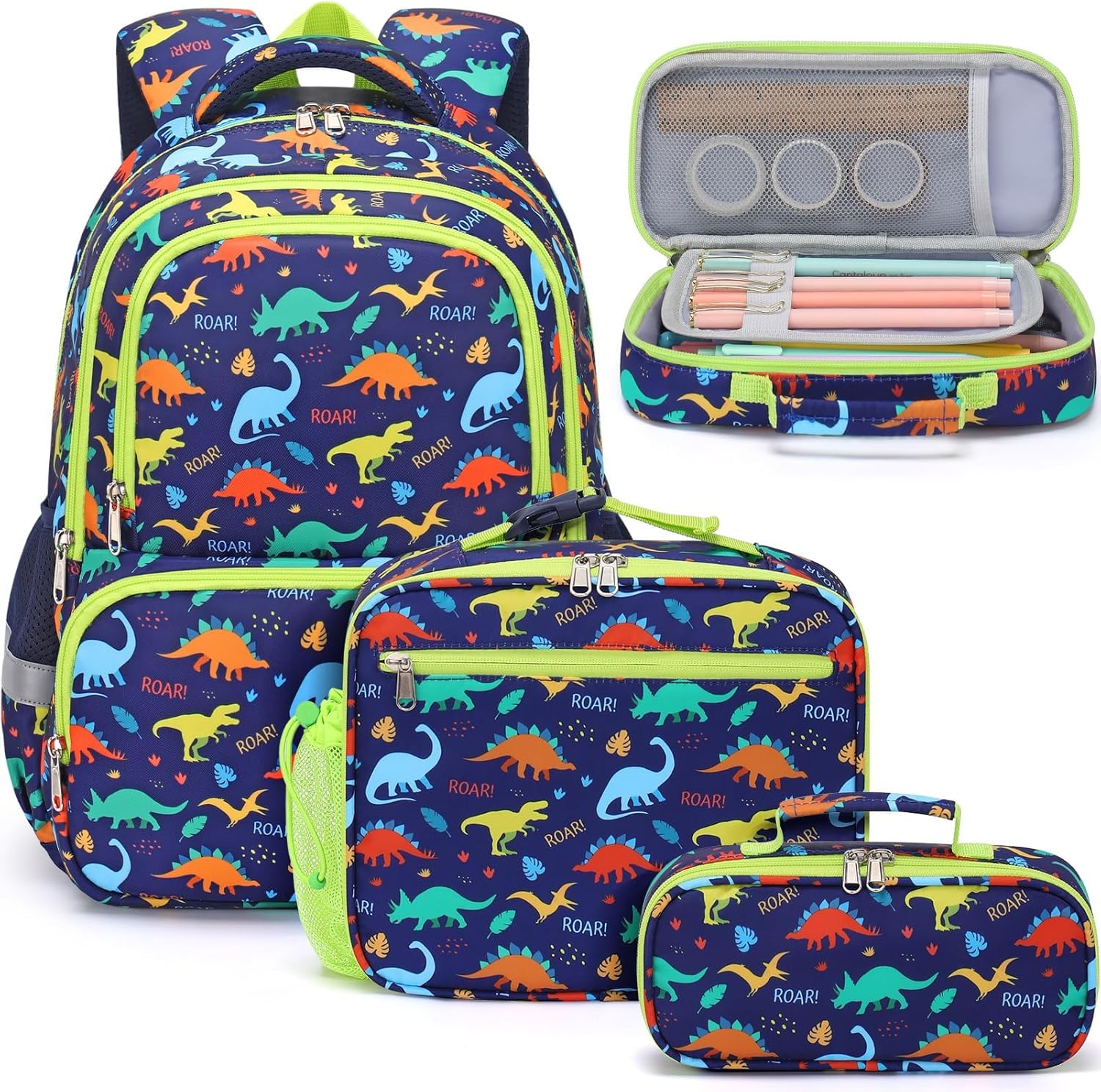 Fimibuke Kids 3PCS Waterproof Backpack Set with Lunch Box & Pencil Case (Ages 3-12)