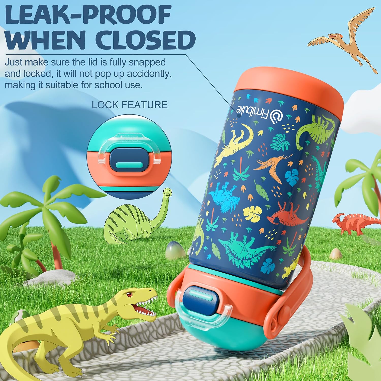 Fimibuke 14oz Insulated Stainless Steel Kids Water Bottle