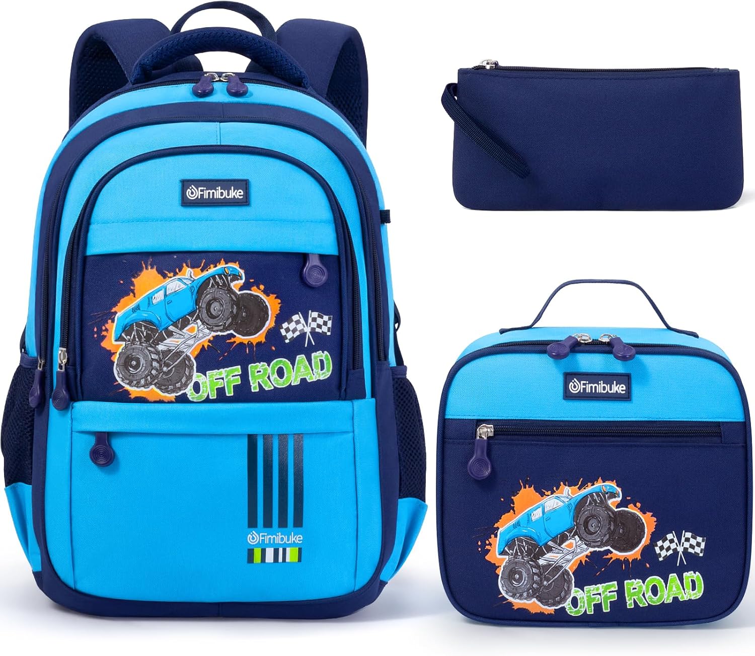 Fimibuke Boys 3PCS Waterproof Backpack Set with Lunch Box & Pencil Pouch