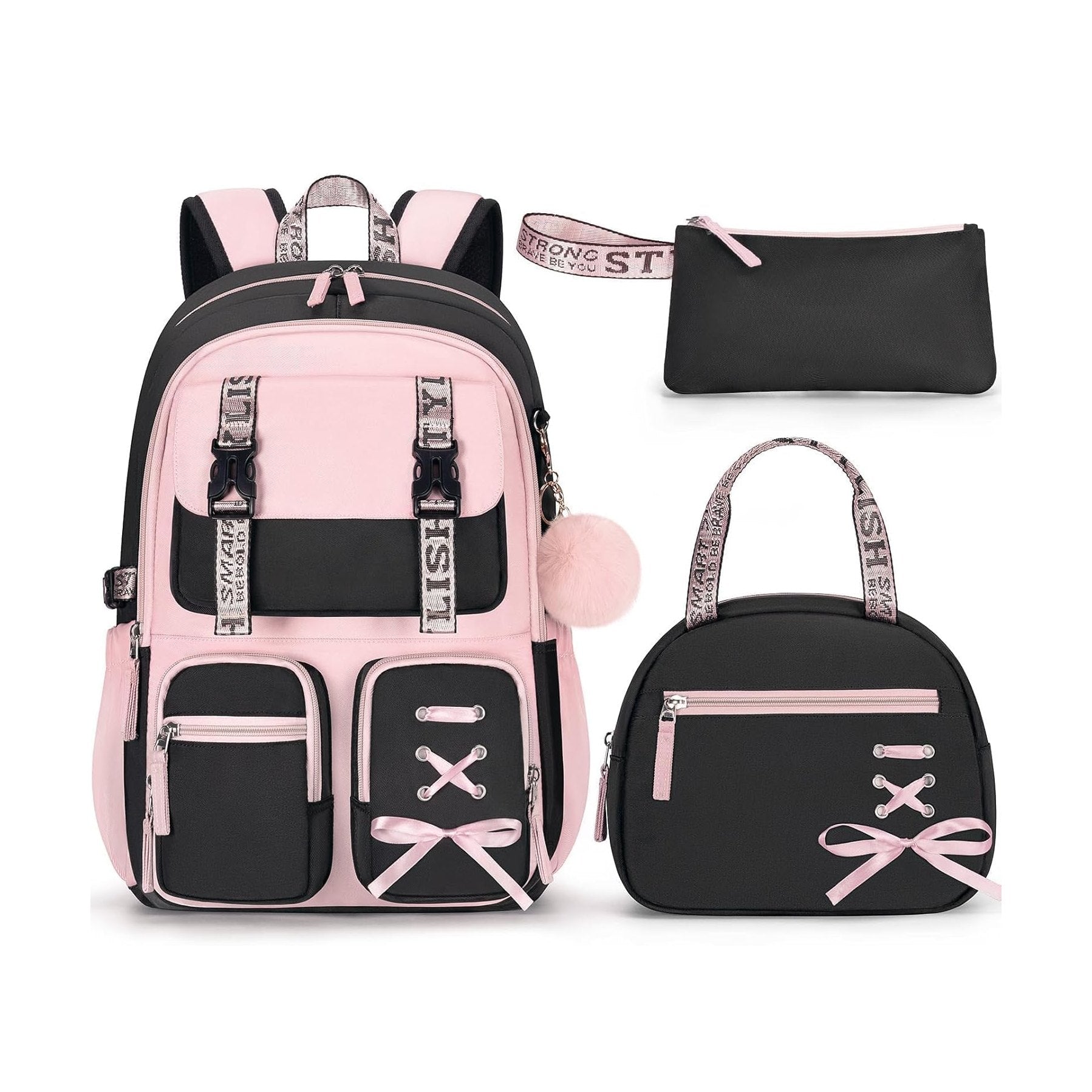 Fimibuke Girls 3-Piece Waterproof Backpack Set with Lunch Box