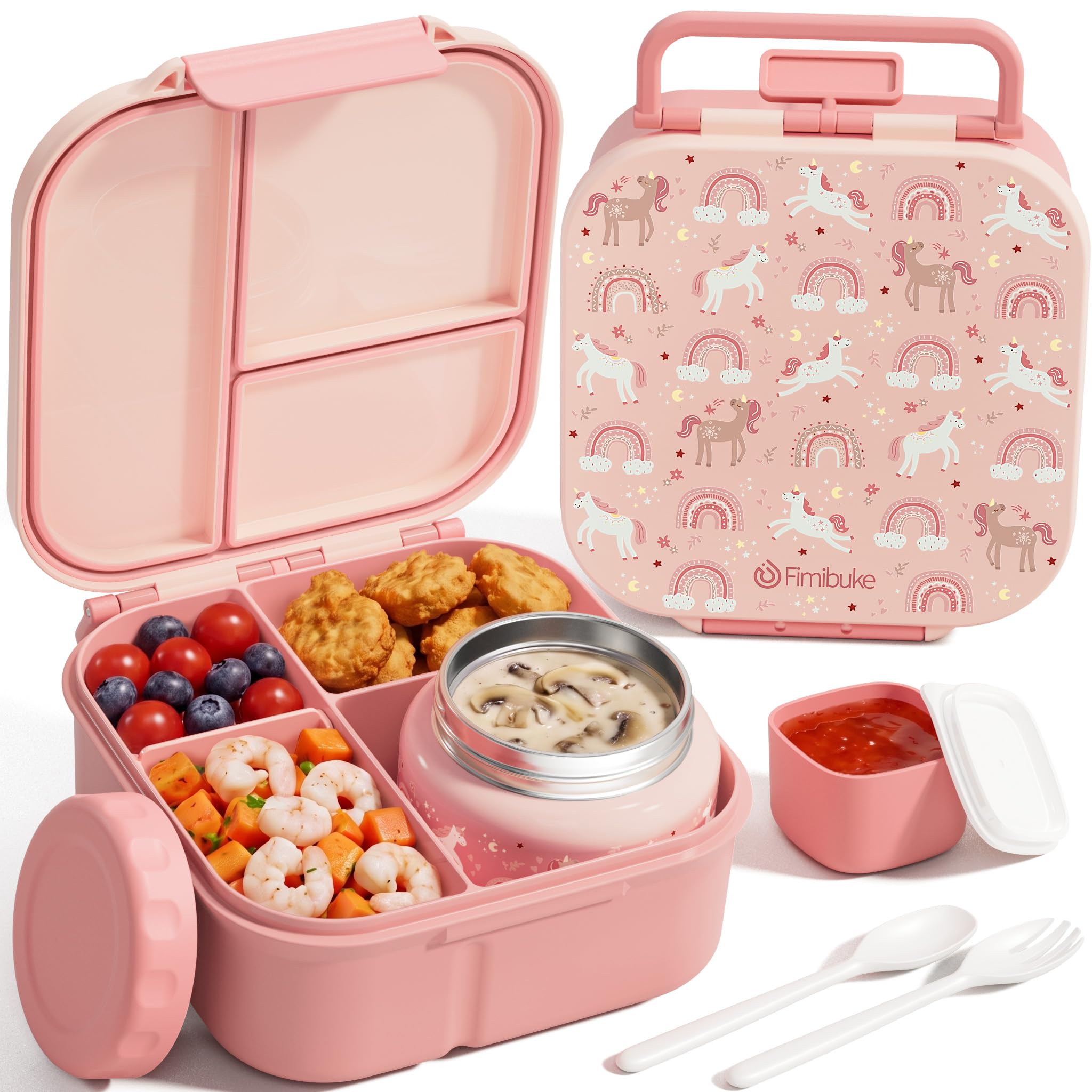 Fimibuke 60oz Bento Lunch Box Set with 8.5oz Insulated Food Jar