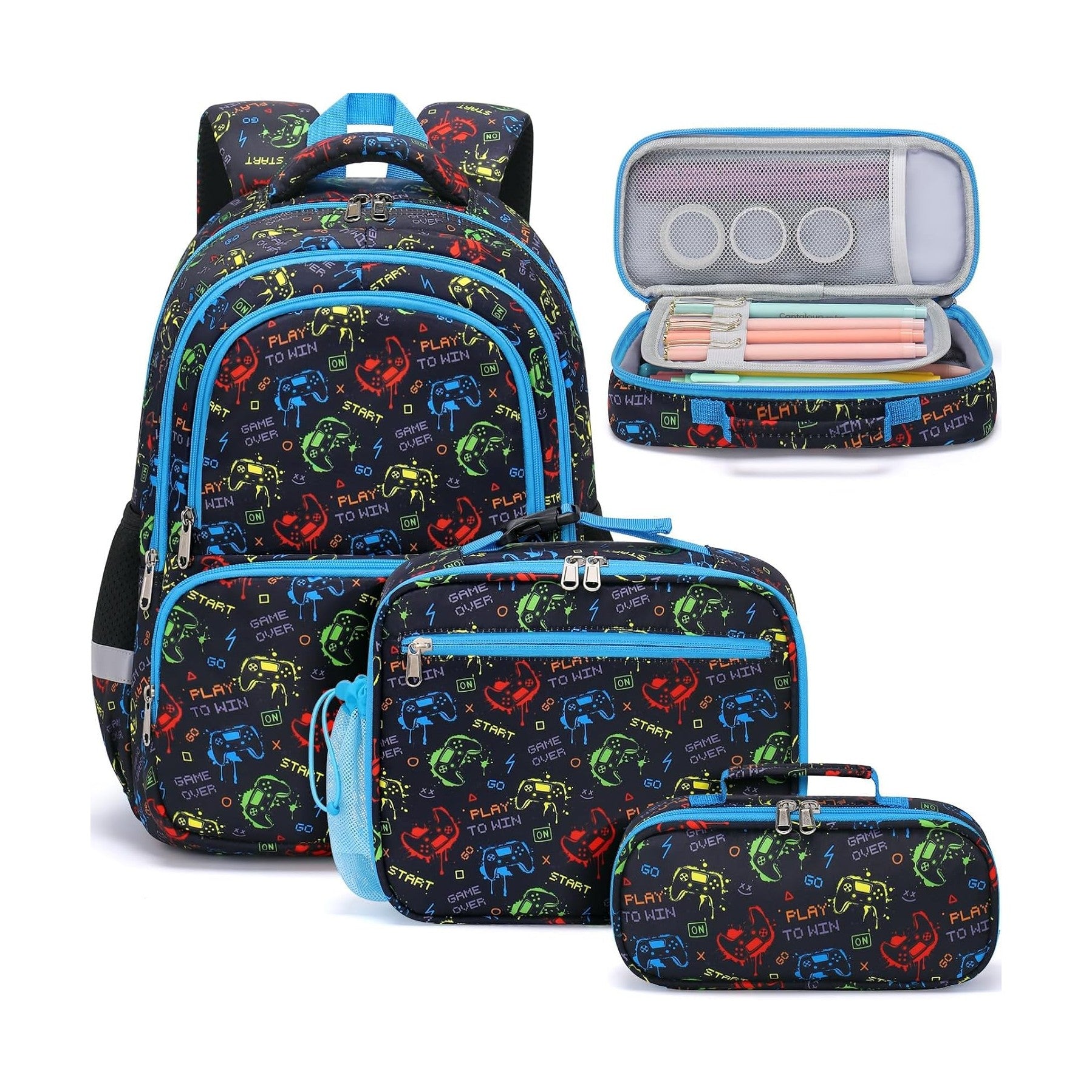 Fimibuke Kids 3-Piece Water-Resistant Backpack Set, Ages 3-12