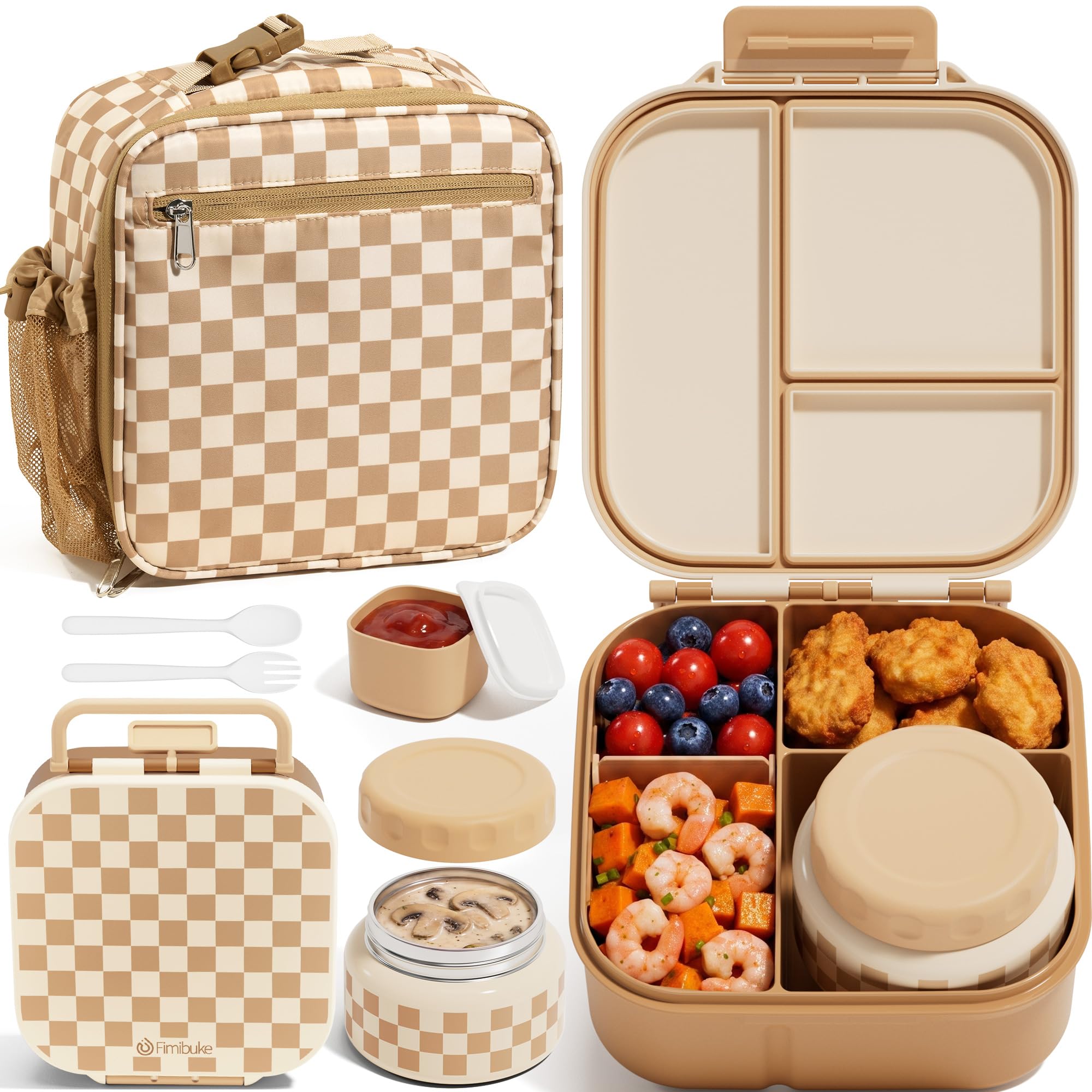 Fimibuke Kids Bento Lunch Box Set with 8.5oz Insulated Food Jar & Lunch Bag