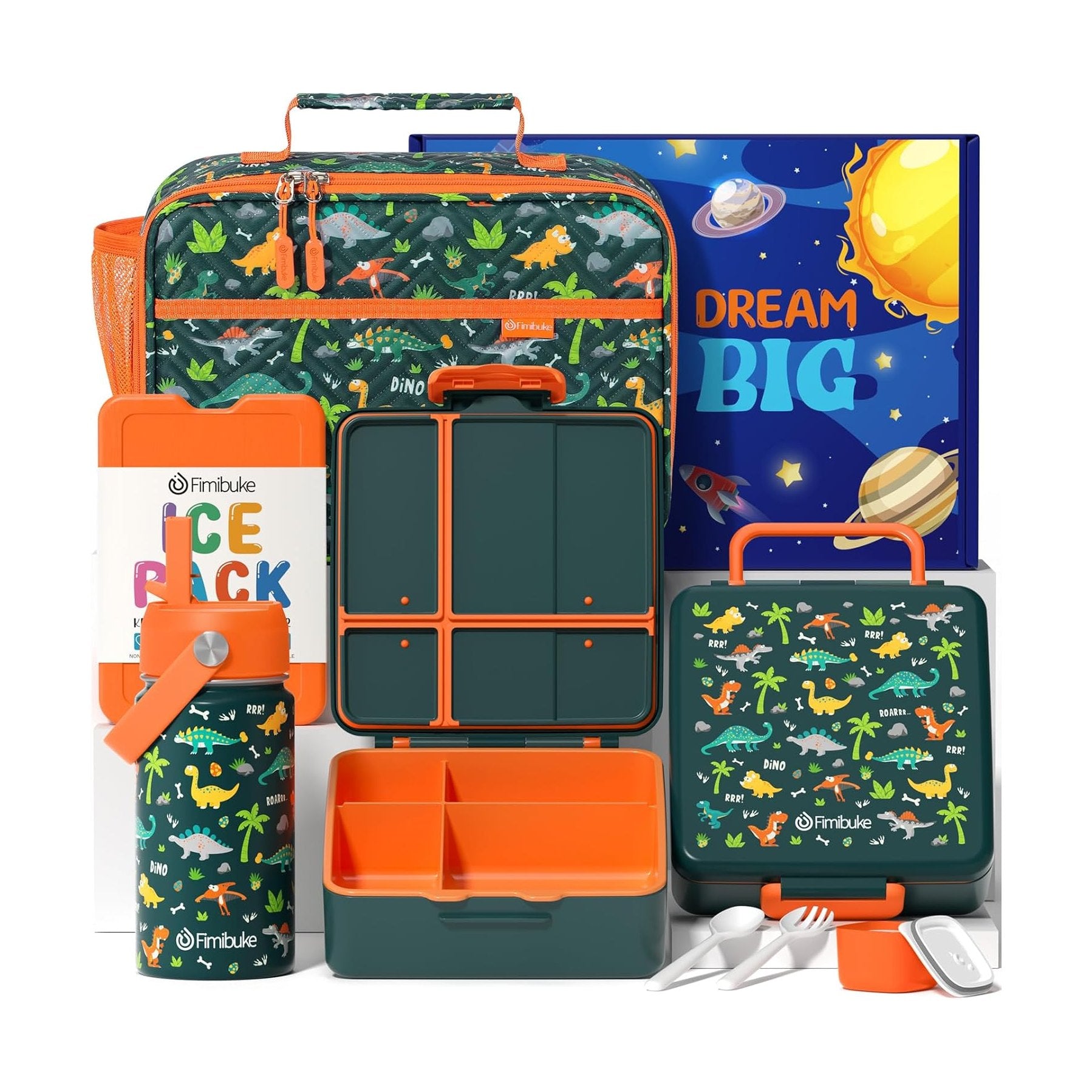 Fimibuke Kids 4-Compartment Bento Set with 14oz Water Bottle