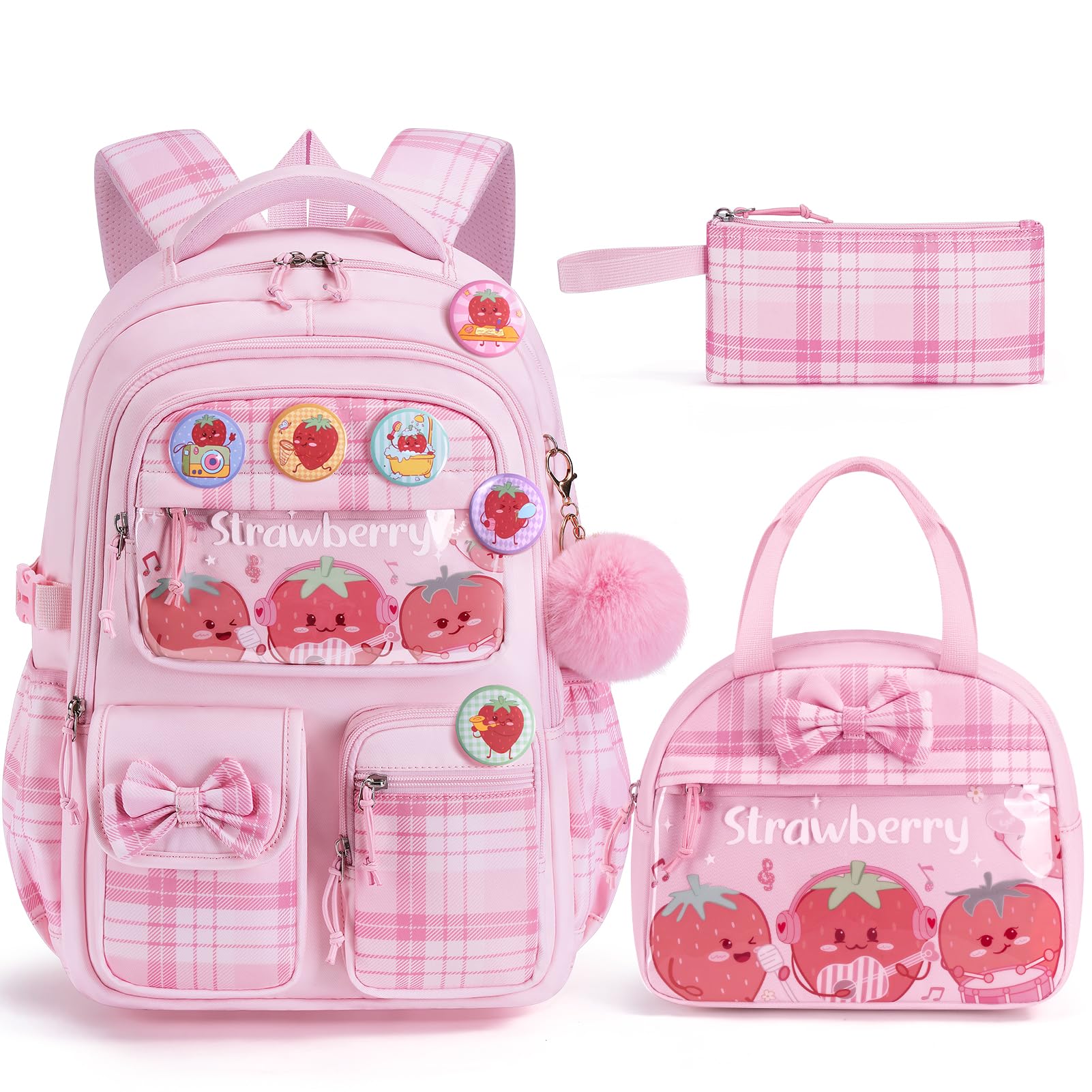 Fimibuke Girls 9-Piece Backpack Set with Lunch Bag & Pencil Case