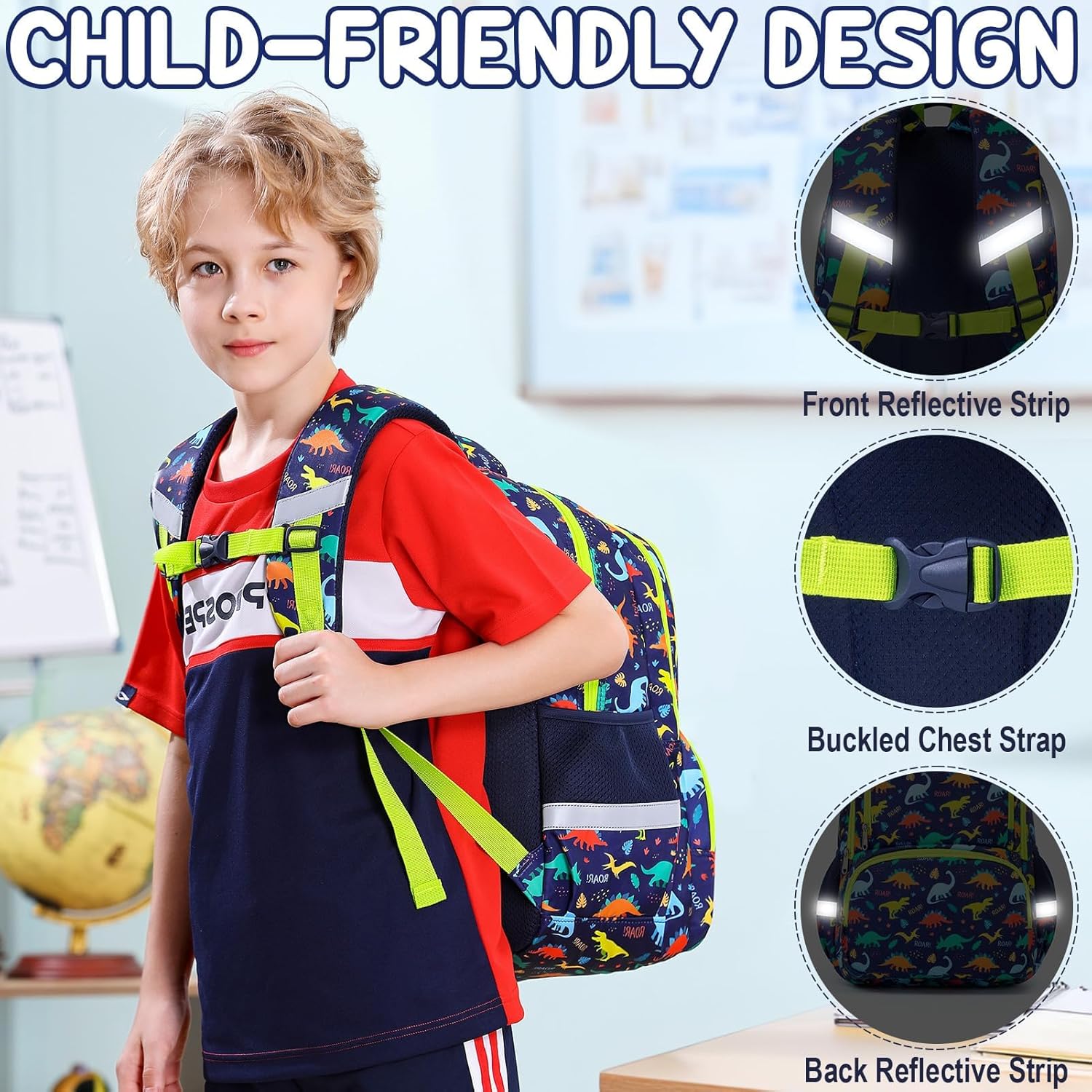 Fimibuke Kids 3PCS Waterproof Backpack Set with Lunch Box & Pencil Case (Ages 3-12)
