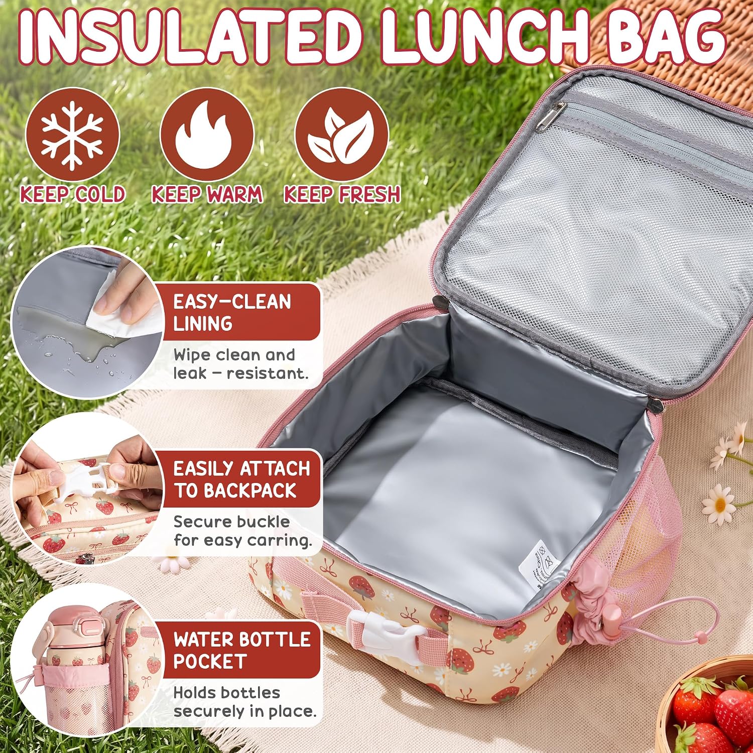 Fimibuke Kids Bento Lunch Box Set with 8.5oz Insulated Food Jar & Lunch Bag
