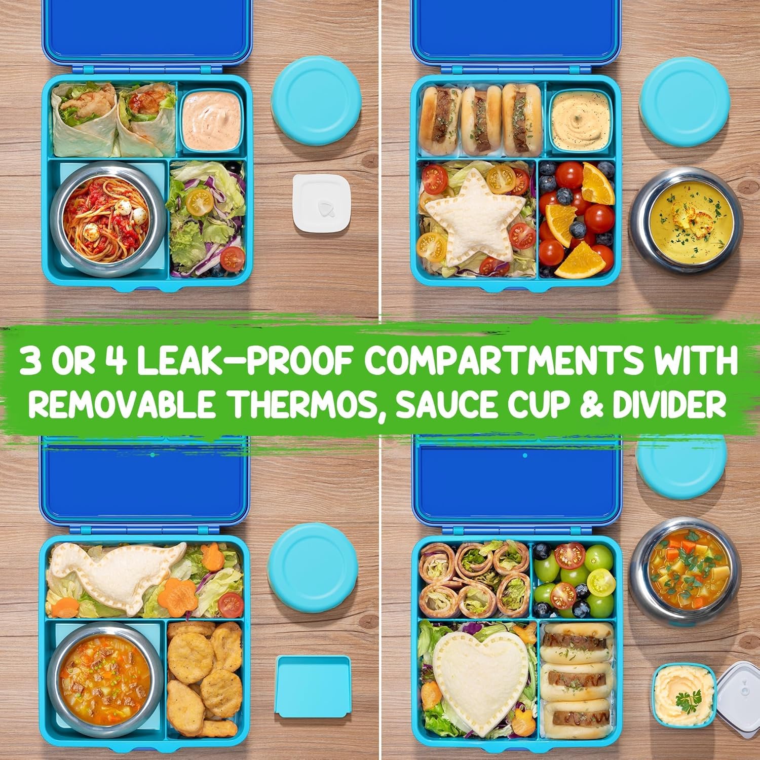 Fimibuke 60oz Bento Box with 8oz Thermos, Leak-Proof Lunch Container for Kids & Adults