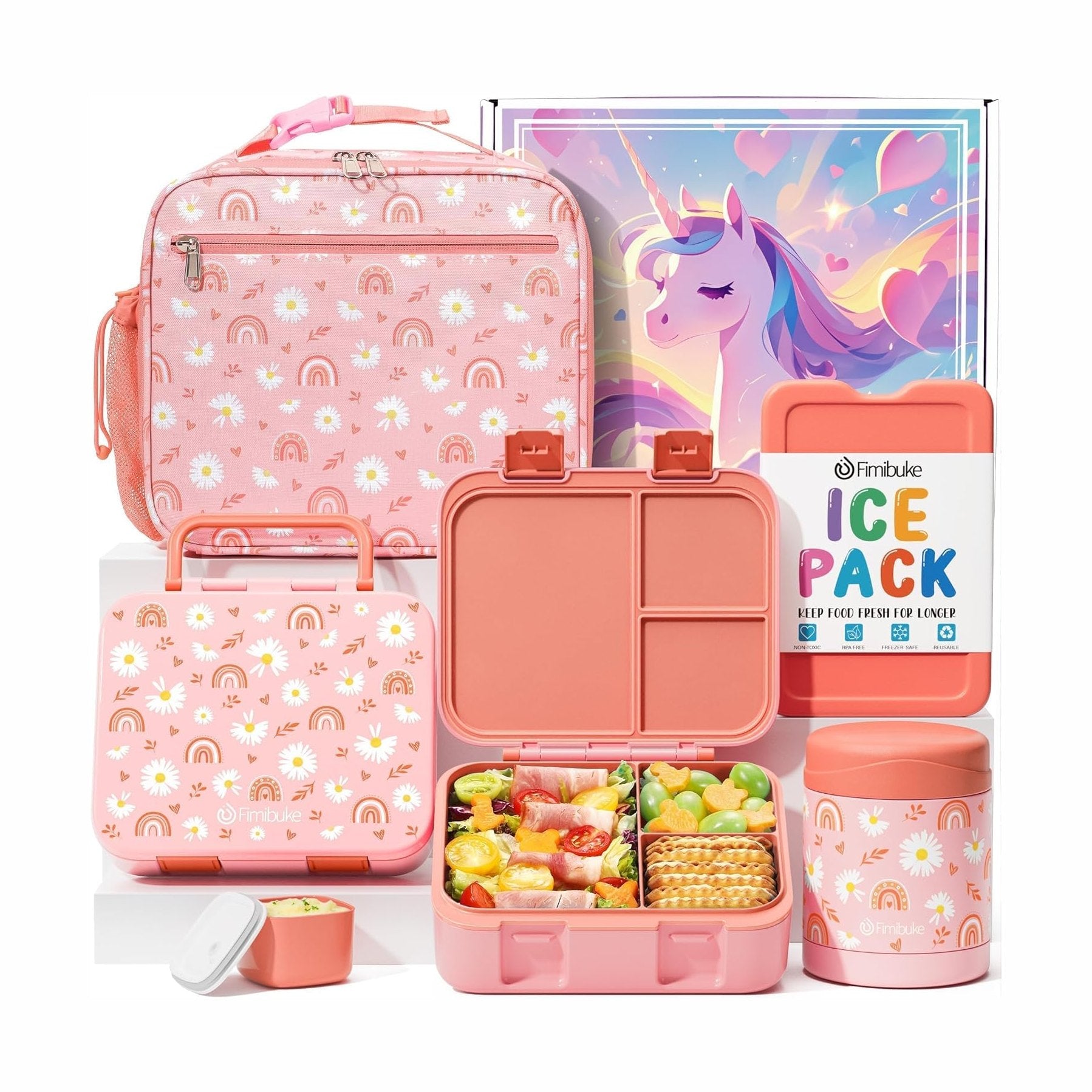 Fimibuke Kids 32oz Bento Lunch Set with 12oz Thermos & Bag