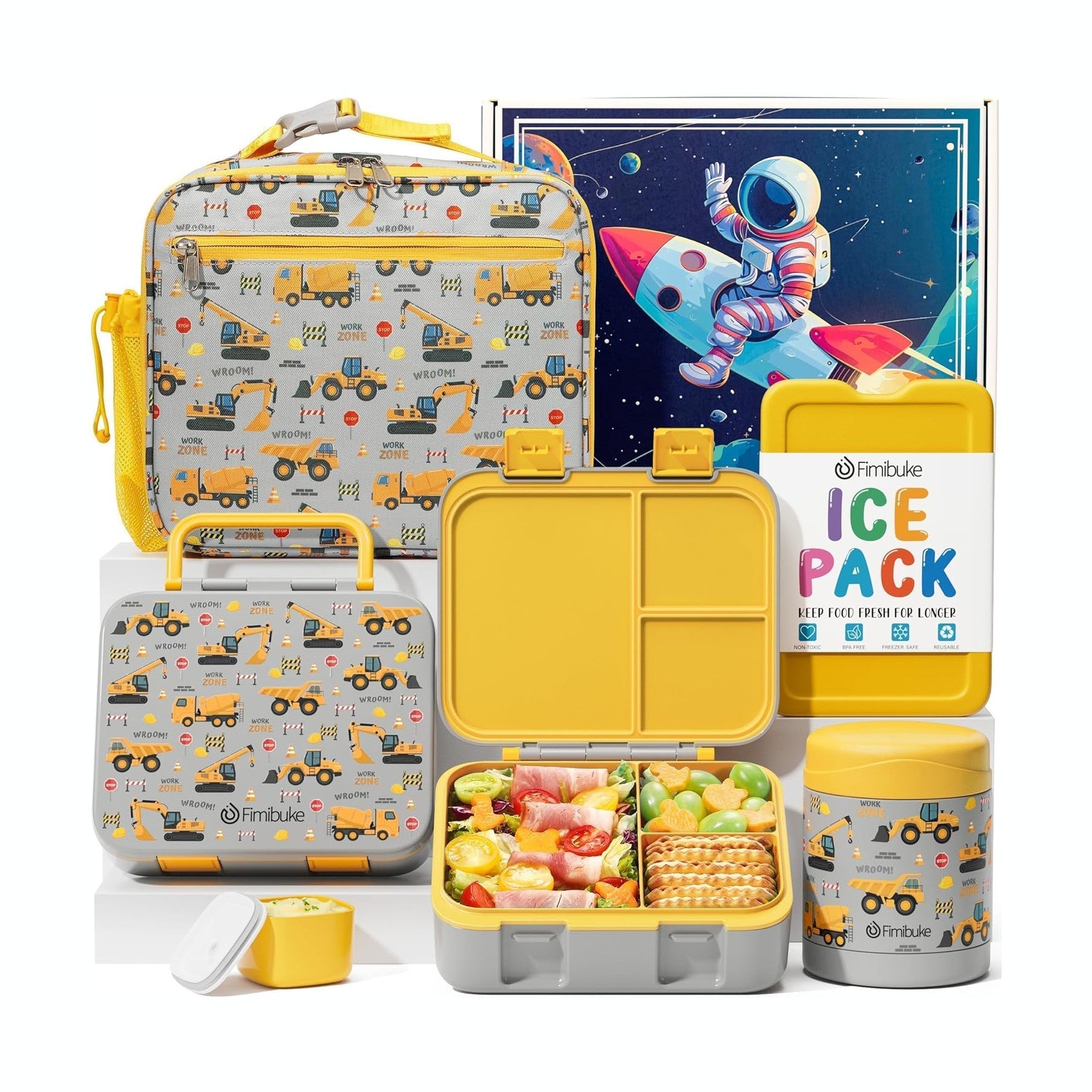 Fimibuke Kids 32oz Bento Lunch Set with 12oz Thermos & Bag