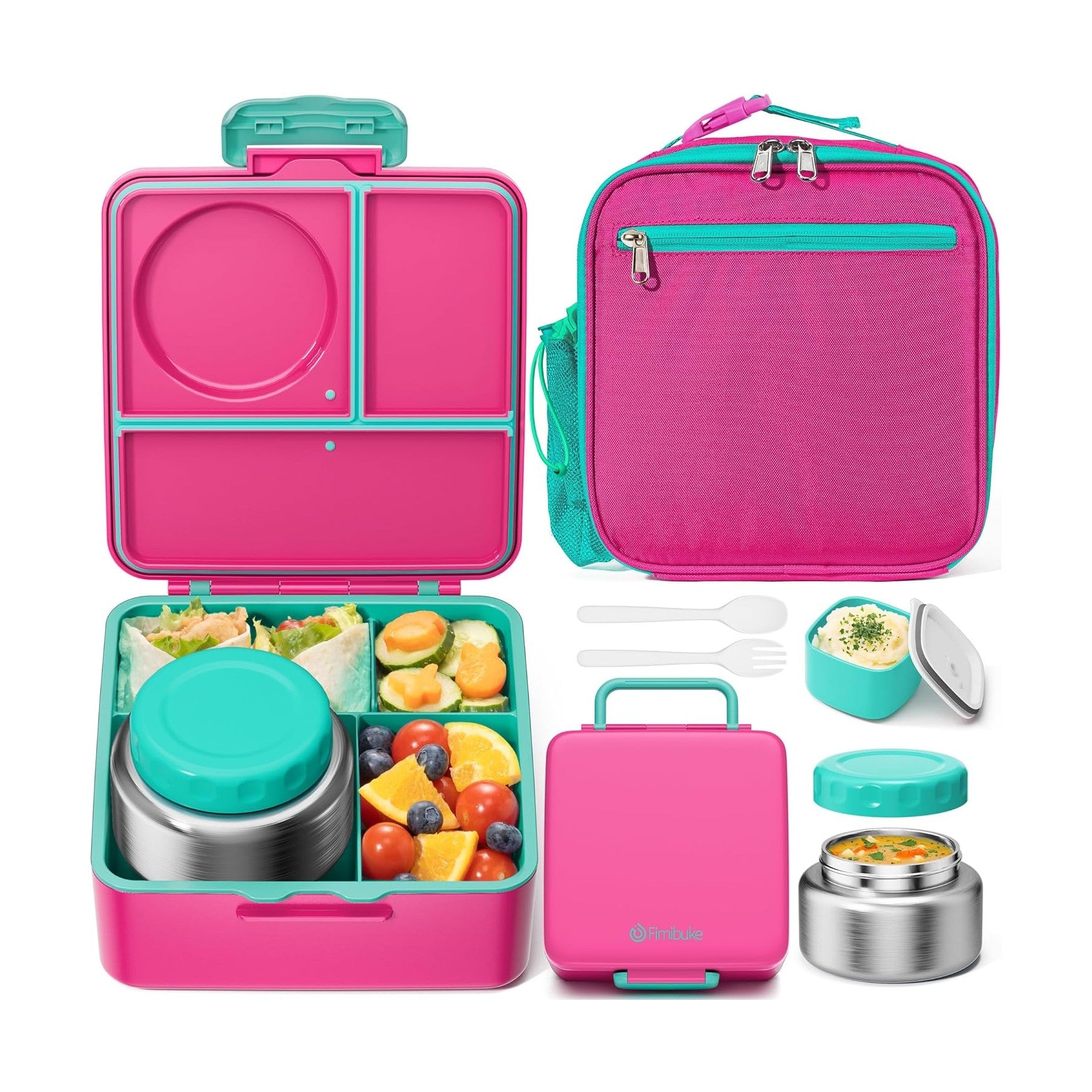 Fimibuke 60oz Bento Lunch Set with 8oz Thermos & Insulated Bag