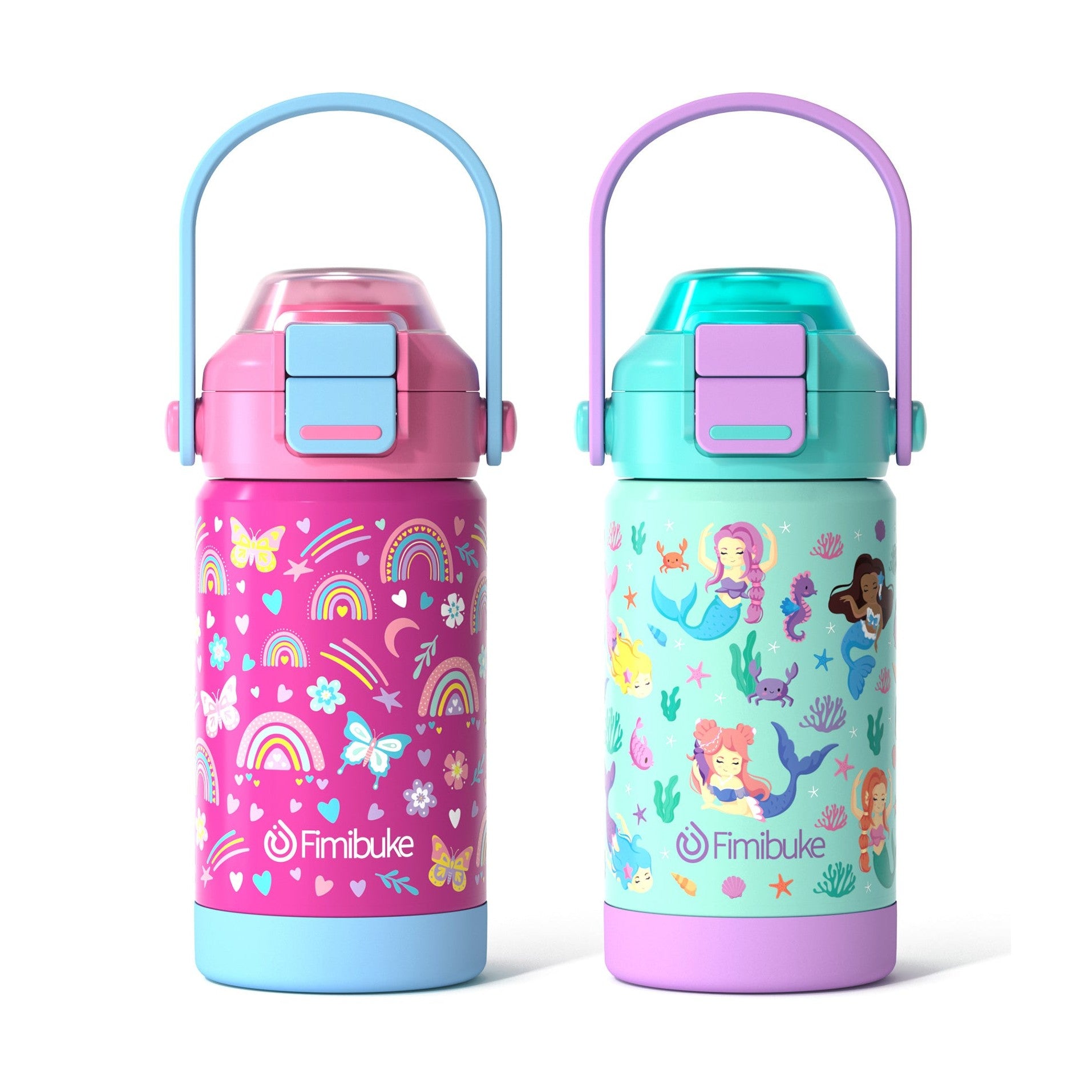 Fimibuke Kids Insulated Water Bottle with 2-in-1 Straw & Spout Lid