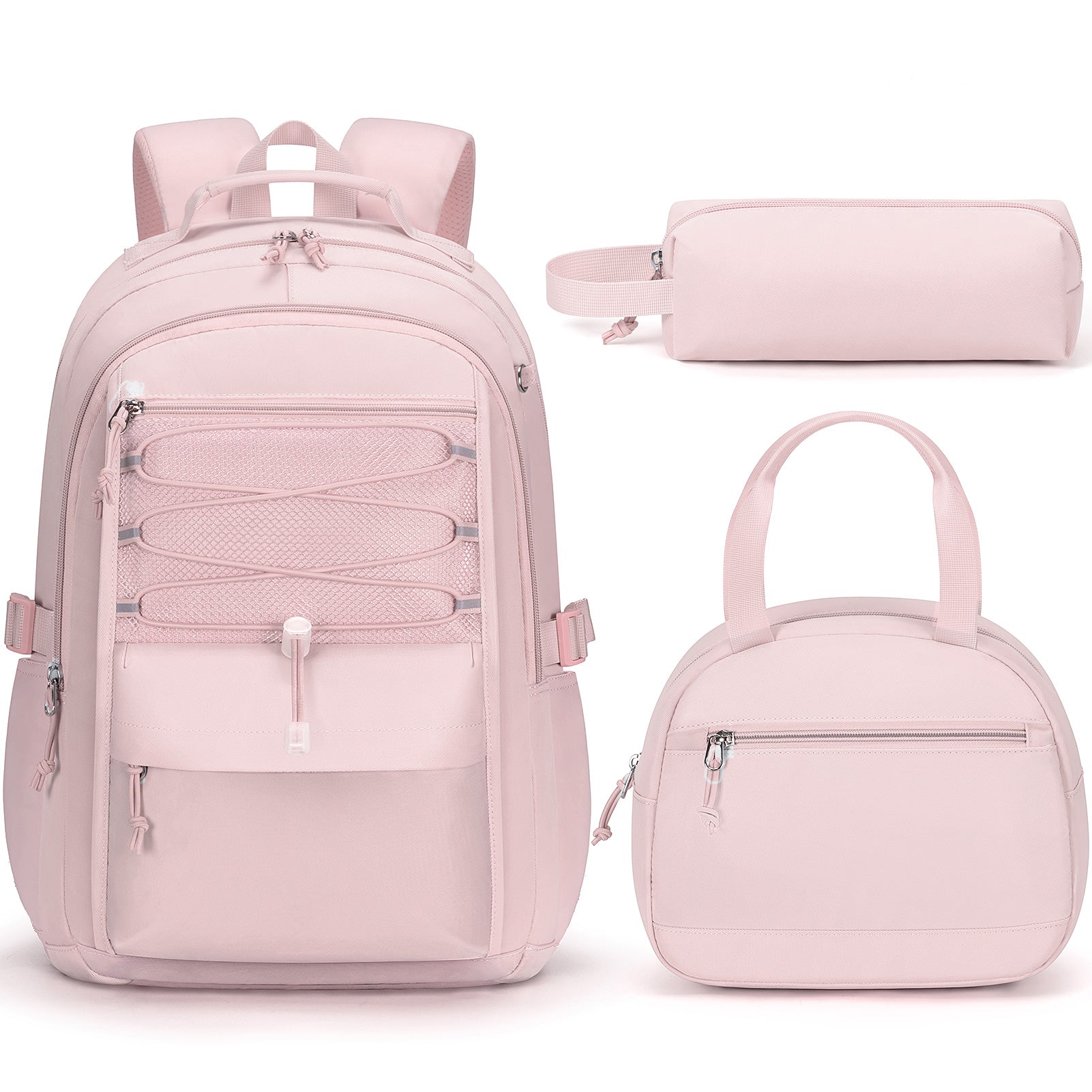 Fimibuke Girls 3PCS Waterproof Backpack Set with Lunch Box & Pencil Case, School Bookbag for Kids & Teens