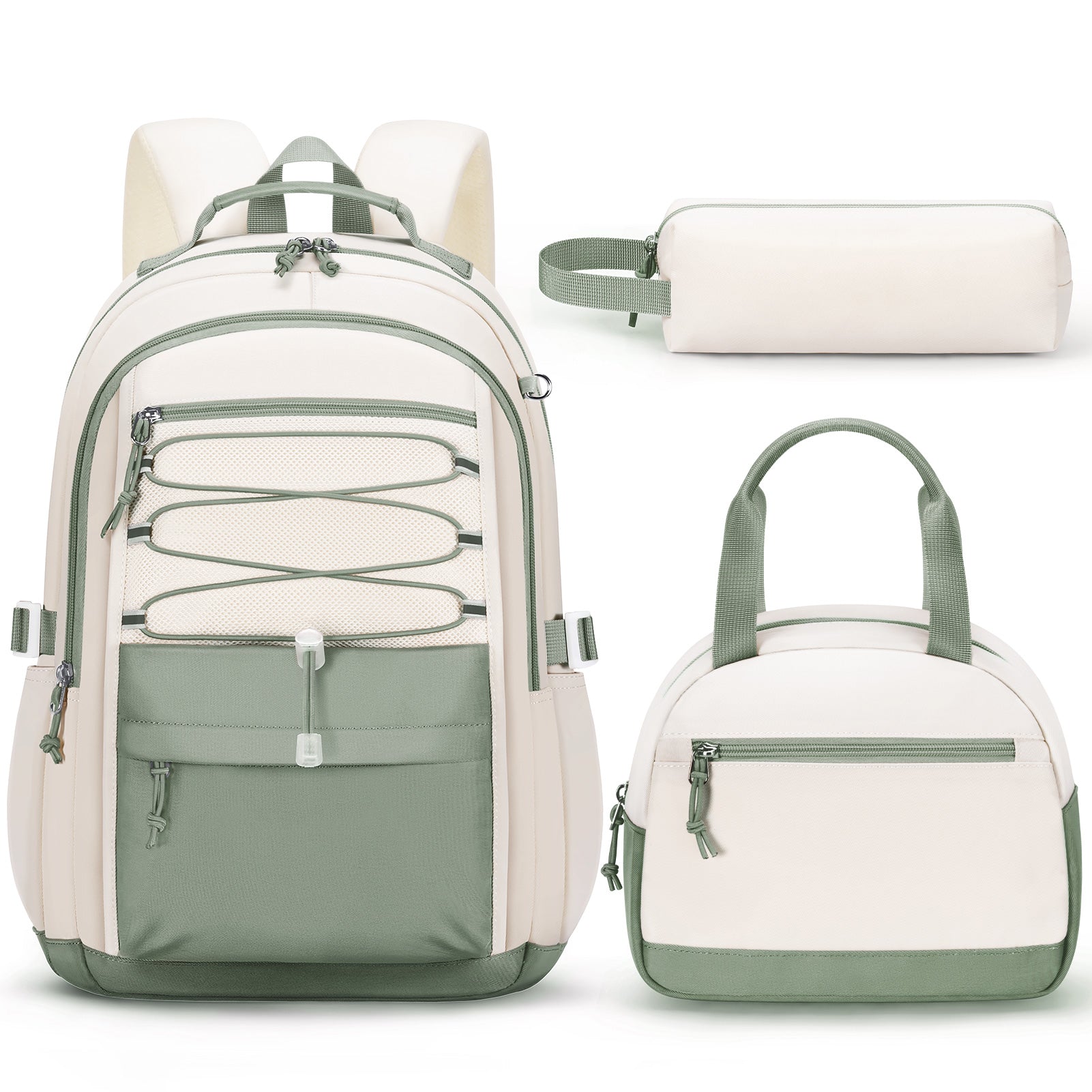 Fimibuke Girls 3PCS Waterproof Backpack Set with Lunch Box & Pencil Case, School Bookbag for Kids & Teens