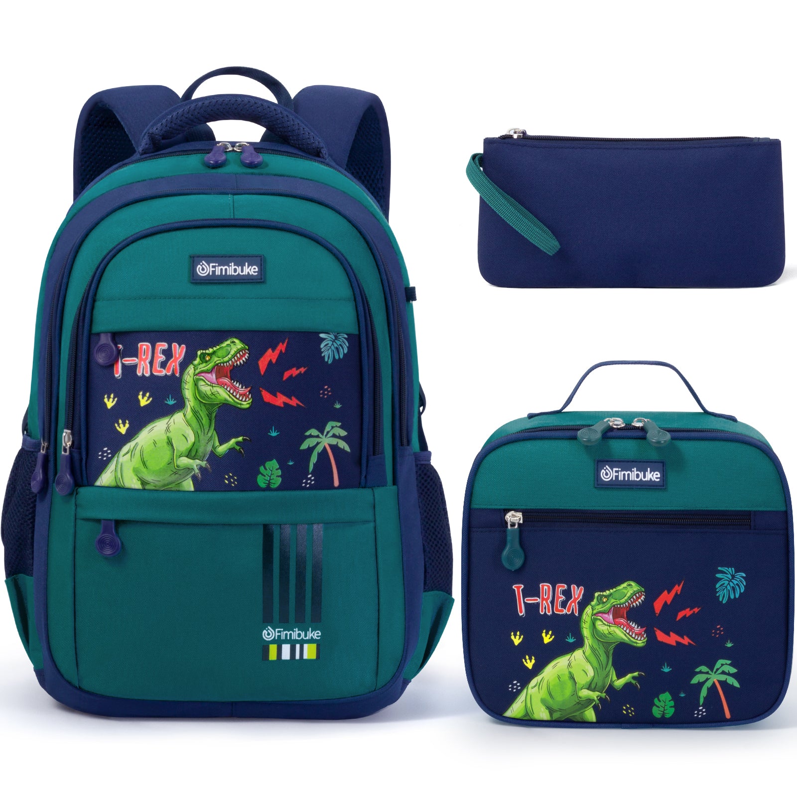 Fimibuke Boys 3PCS Waterproof Backpack Set with Lunch Box & Pencil Pouch