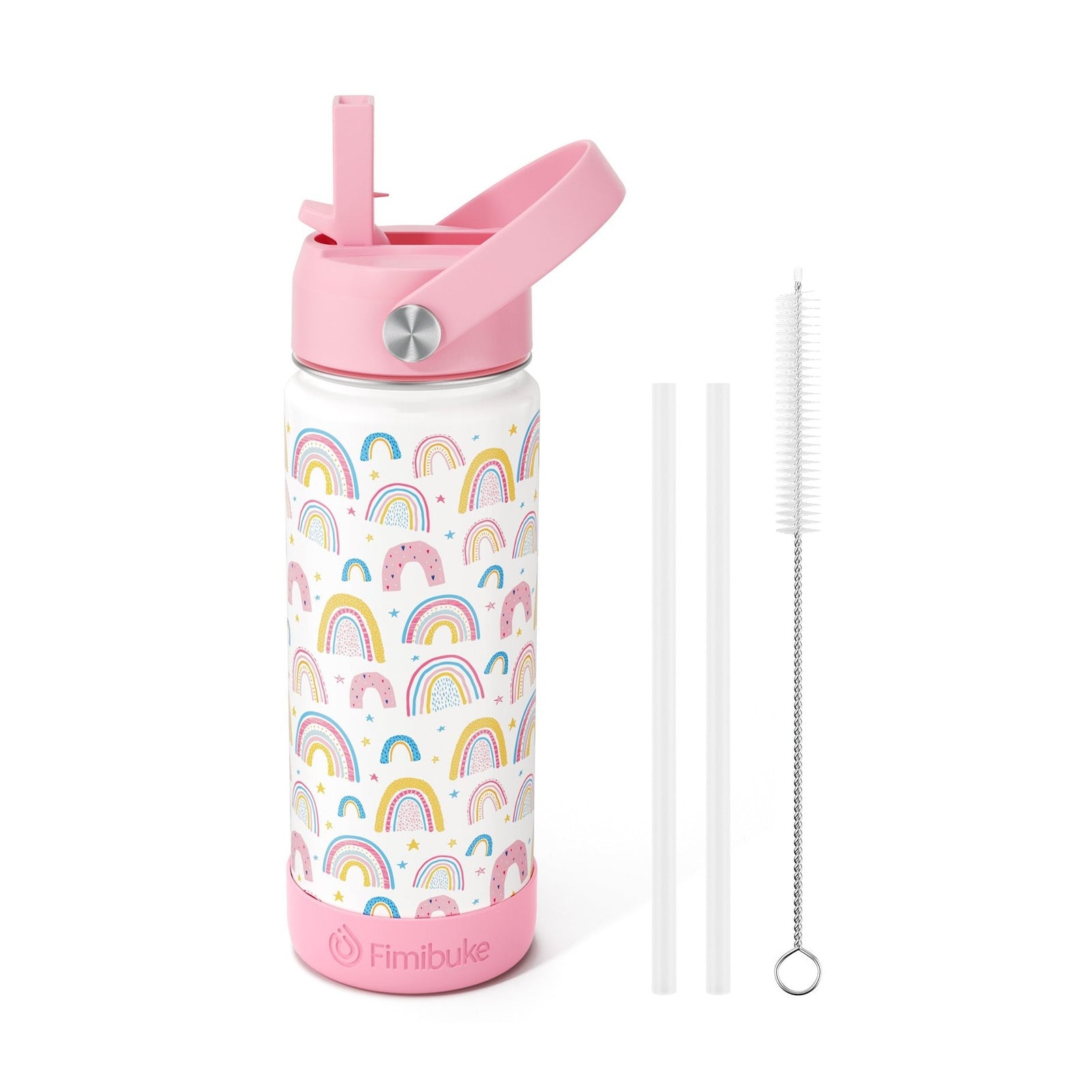 Fimibuke 18oz Kids Insulated Water Bottle with Straw - Rainbow