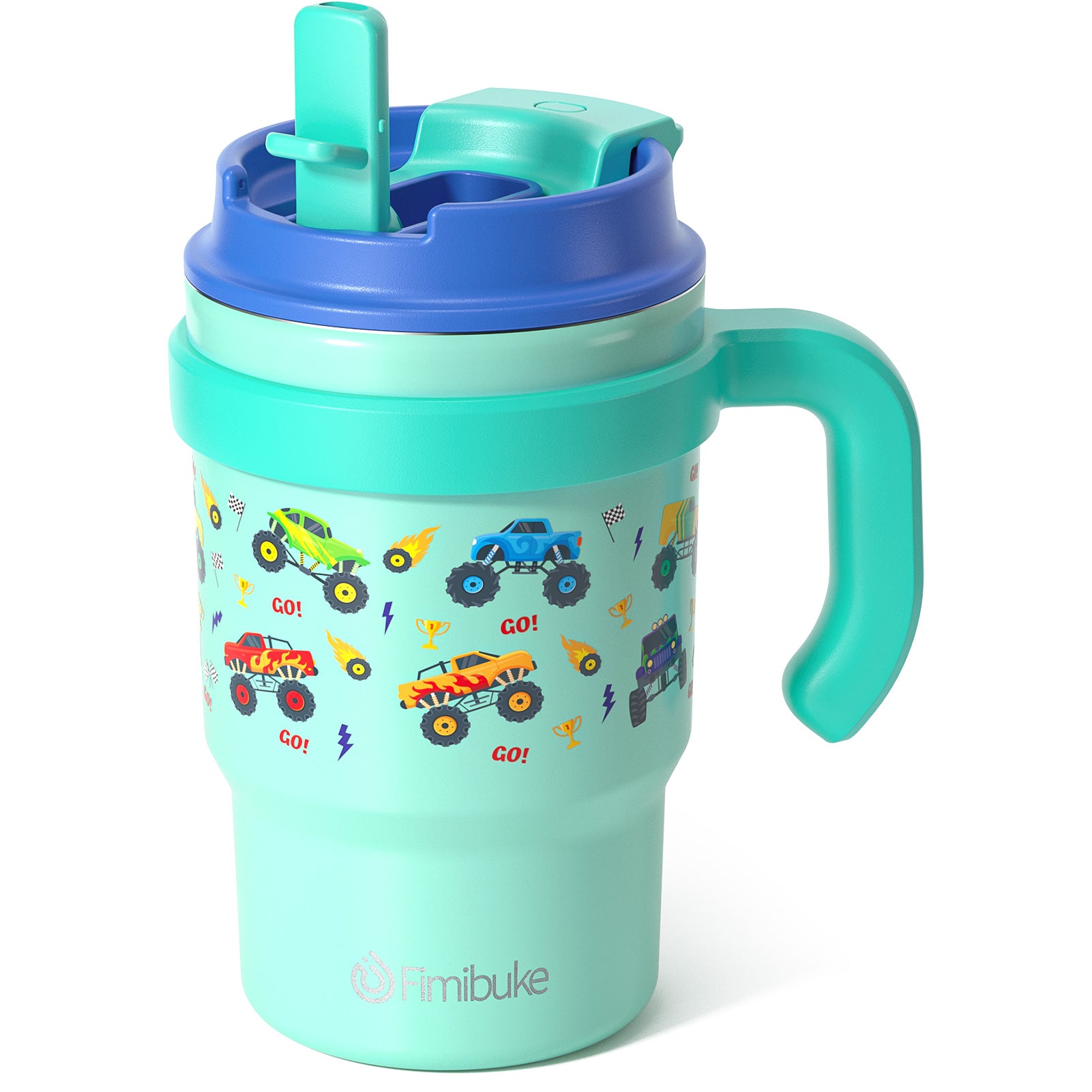 Fimibuke Kids 16oz Insulated Tumbler with Handle & Straw, Leak-Proof Stainless Steel Cup